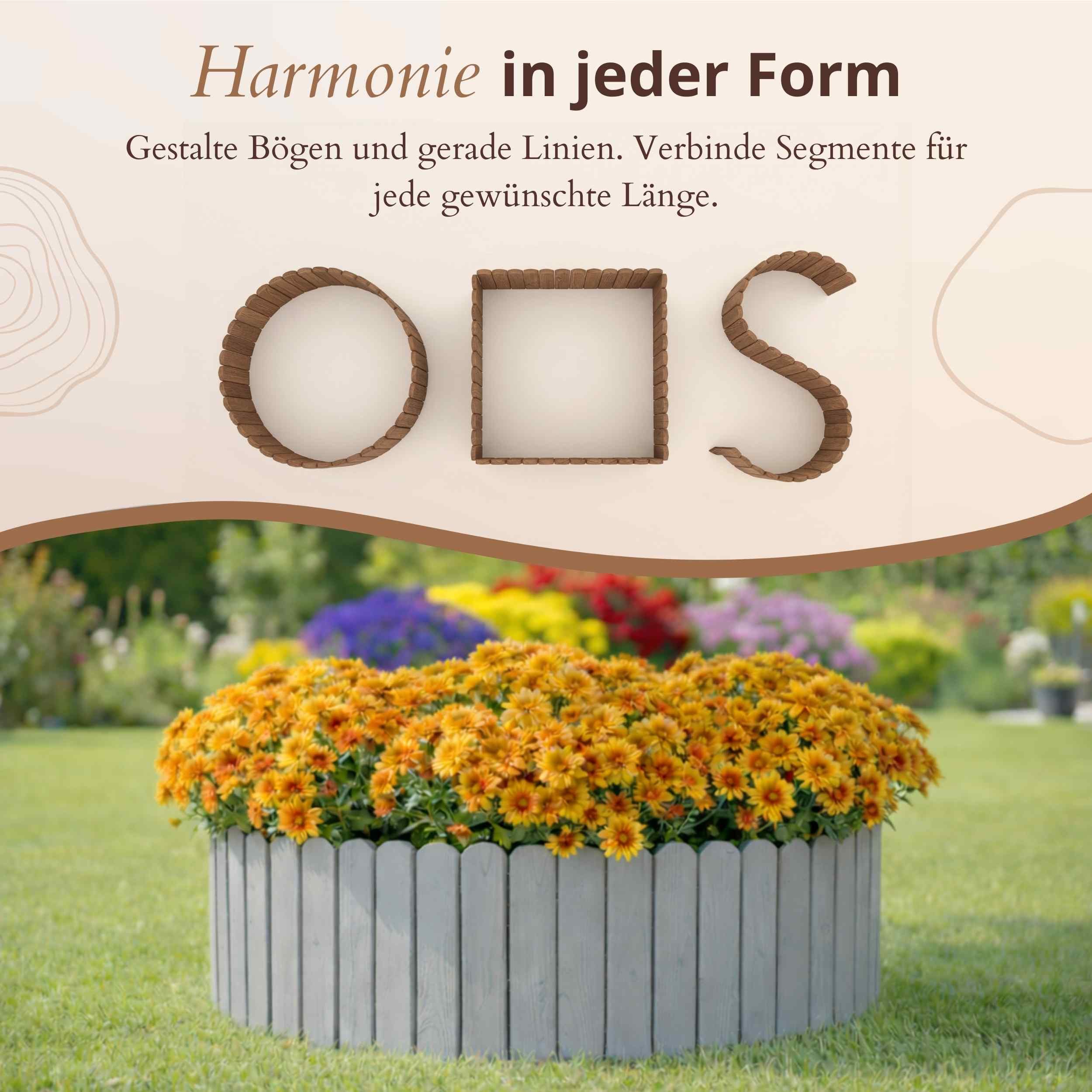 Floranica Beetbegrenzung Beeteinfassung Beetumrandung Rasenkante Umrandung Flexibler Rollborder, LxH: 200x10 cm, 1 Stk., Silber, für Garten, Rindenmulch, Blumen – Bild 4 von 5