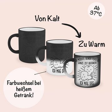 Trendation Tasse Trendation - Trendation Zaubertasse für Freundin Lustig Geschenk Valentinstagidee Paare Farbwechsel Tasse Spruch Liebe Mann Popo Anfassen, Farbwechsel