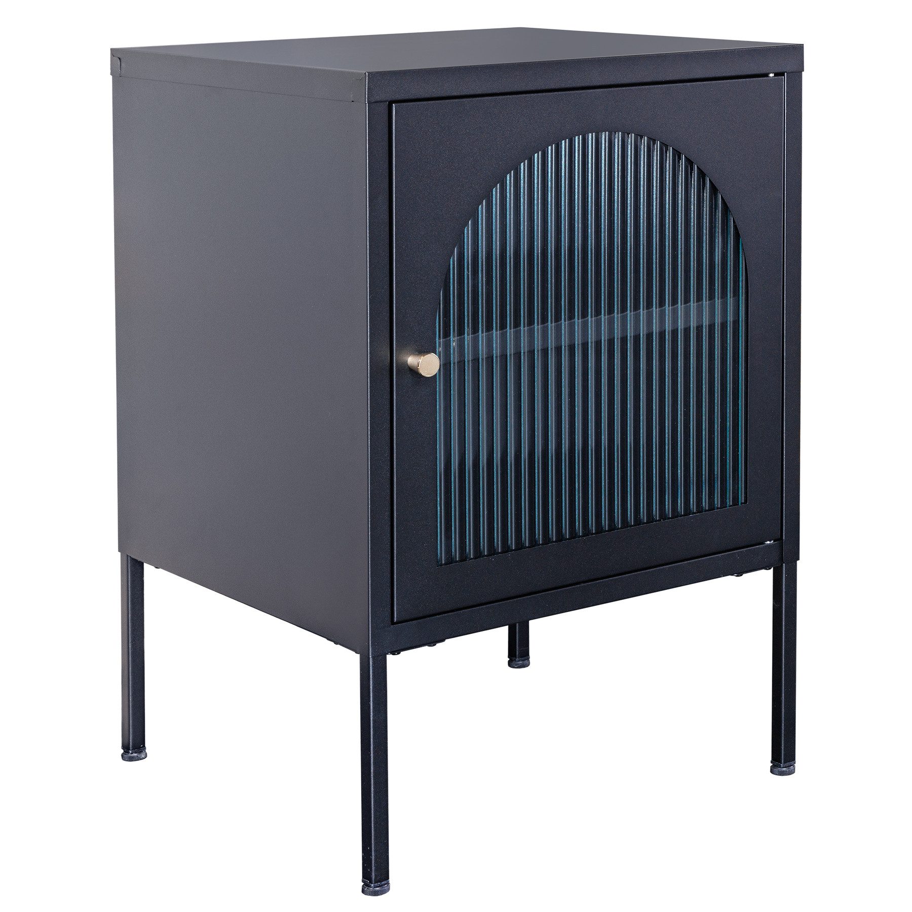 riess-ambiente Nachttisch PARIS 60cm schwarz / transparent - Metall, Riffel günstig online kaufen