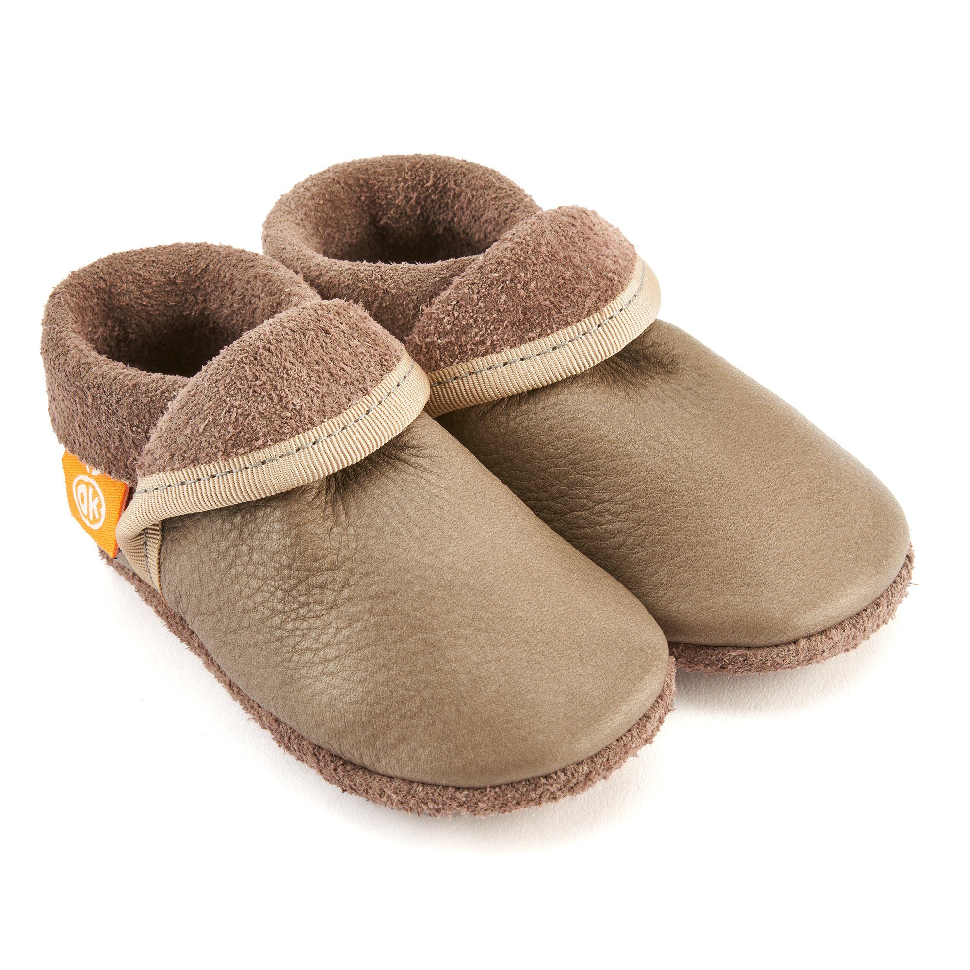 Orangenkinder® Klassik Beige Baby Krabbelschuh 100% pflanzlich gegerbtes Leder, Made in Germany, Atmungsaktiv