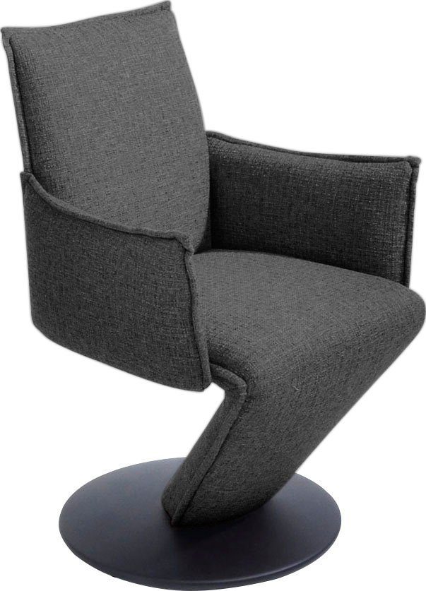 K+W Komfort & mit Sessel Drehstuhl Wohnen in Drehteller Struktur schwarz federnder Drive, Sitzschale, Metall
