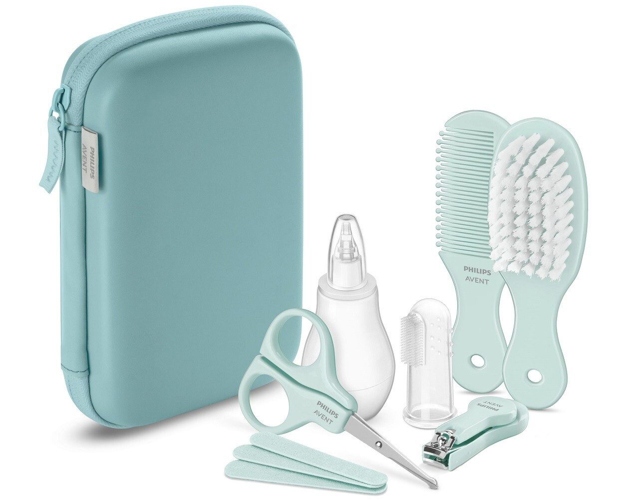 Philips AVENT Babypflege-Set SCH401/00 Nasensauger, Fingerzahnbürste, Nagelschere, Nagelknipser ..., 8 tlg.