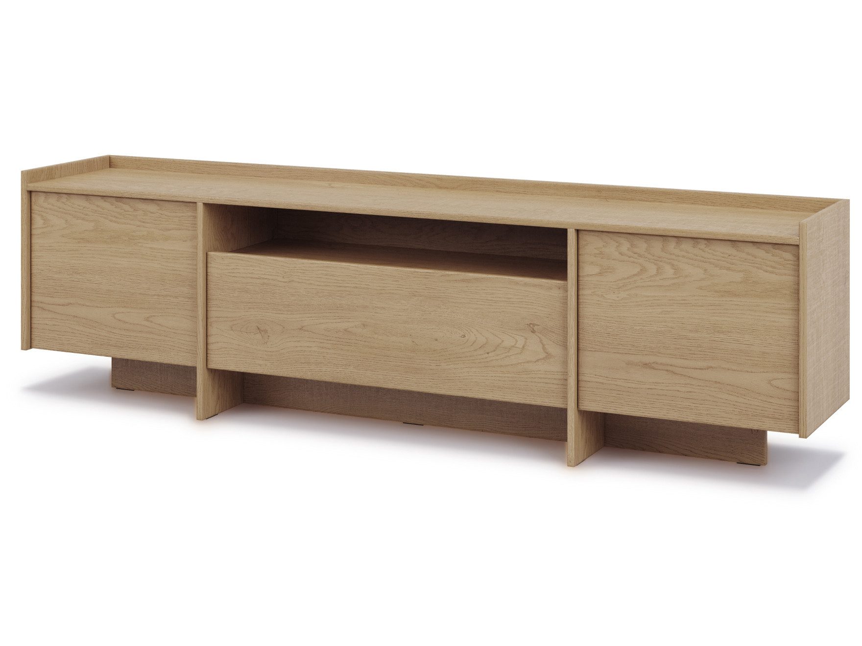 Beautysofa TV-Schrank JUNI mit 3 Türen und offener Ablage (Push-to-Open-Funktion, im Japandi-Stil)