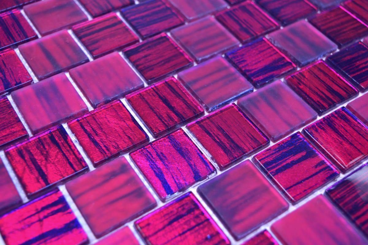Mosani Crystal glänzend Glasmosaik Mosaikfliesen pink 10 / Matten Mosaikfliesen