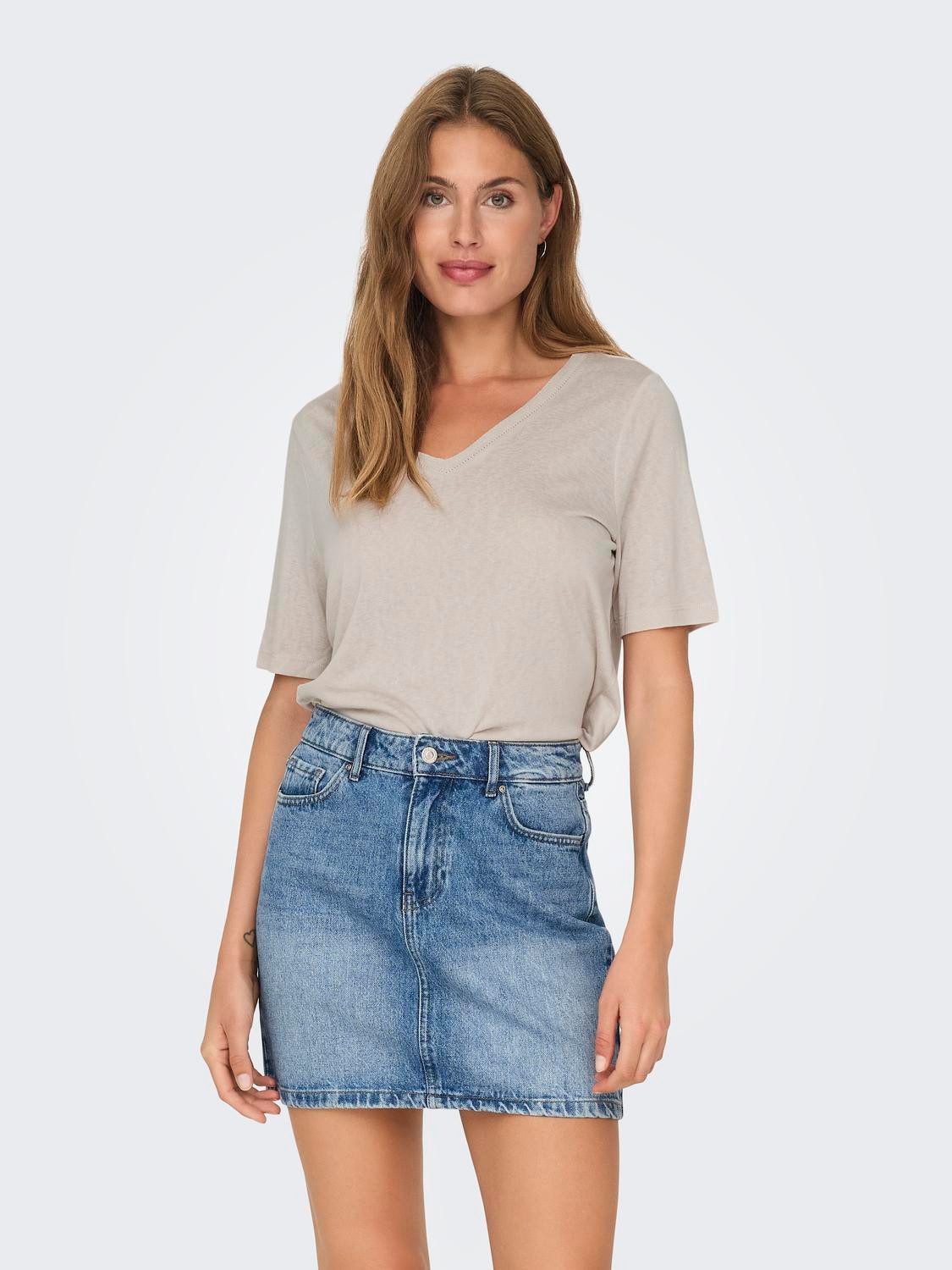 ONLY Kurzarmshirt ONLELISE S/S V-NECK TOP günstig online kaufen