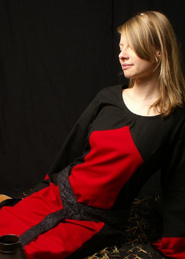 Ritter-Kostüm Larp Kleid Aurora Schwarz / Rot Größe L