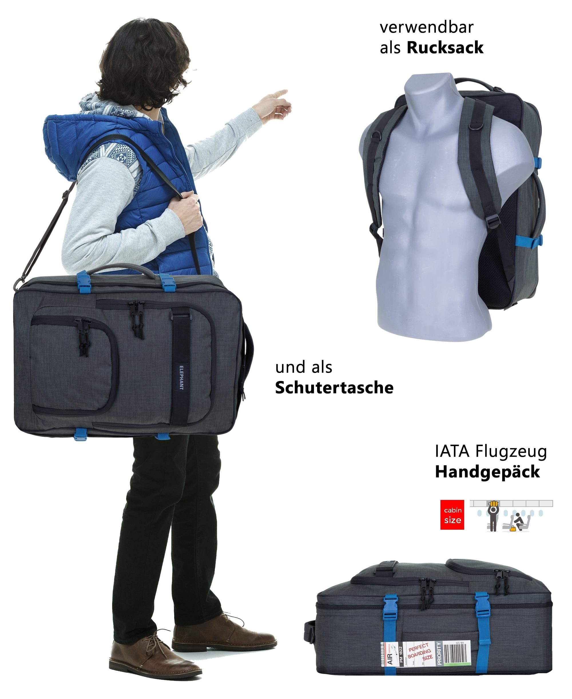 ELEPHANT Reiserucksack Fly Travel Rucksack Handgepäck, Kabinengepäck Handgepäckrucksack Daypack groß – Bild 4 von 5