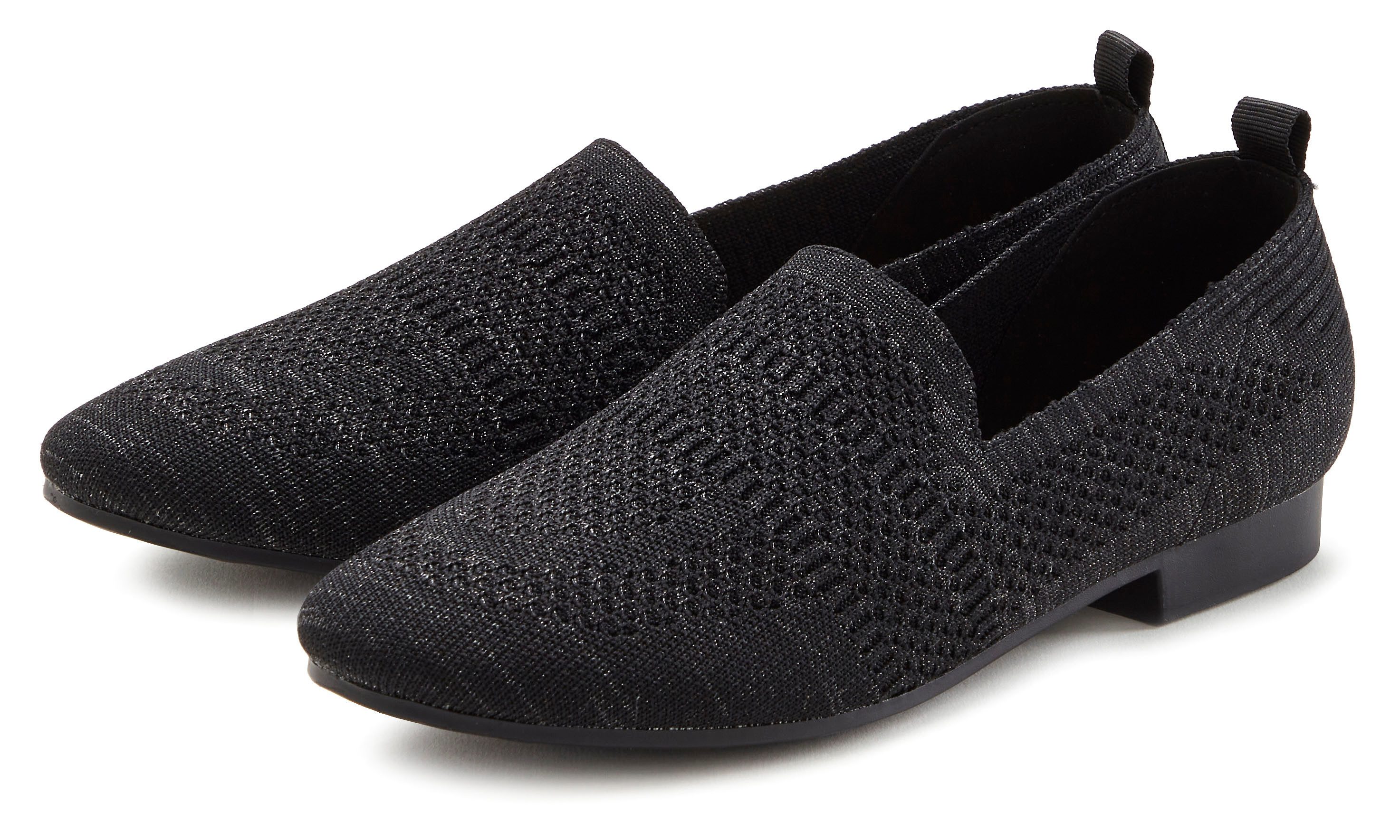 LASCANA Slipper aus Textil mit modischen Glitzerdetails VEGAN
