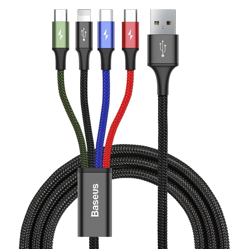 Baseus Baseus Kabel 4in1 2x iPhone / USB Typ C / Micro USB mit Nylon 1.2m  Smartphone-Kabel