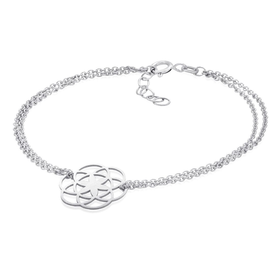 Materia Armkette Damen Silber Lebensblume 17-19,5cm SA-74, 925 Sterling Silber