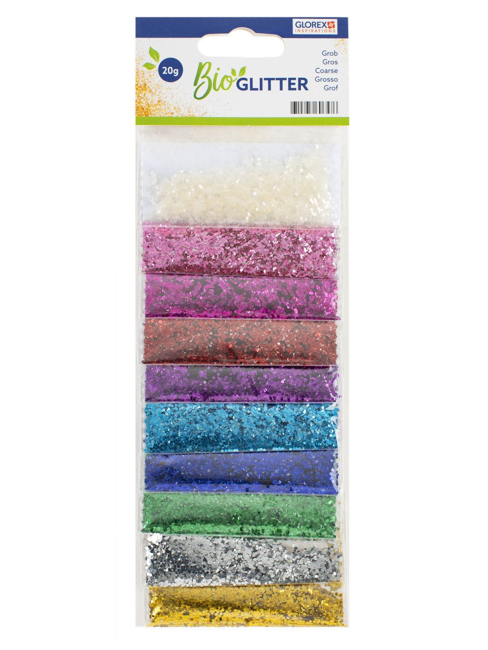 Glorex Streuglitzer Glorex Bio Glitter grob 10 Farben 20 g
