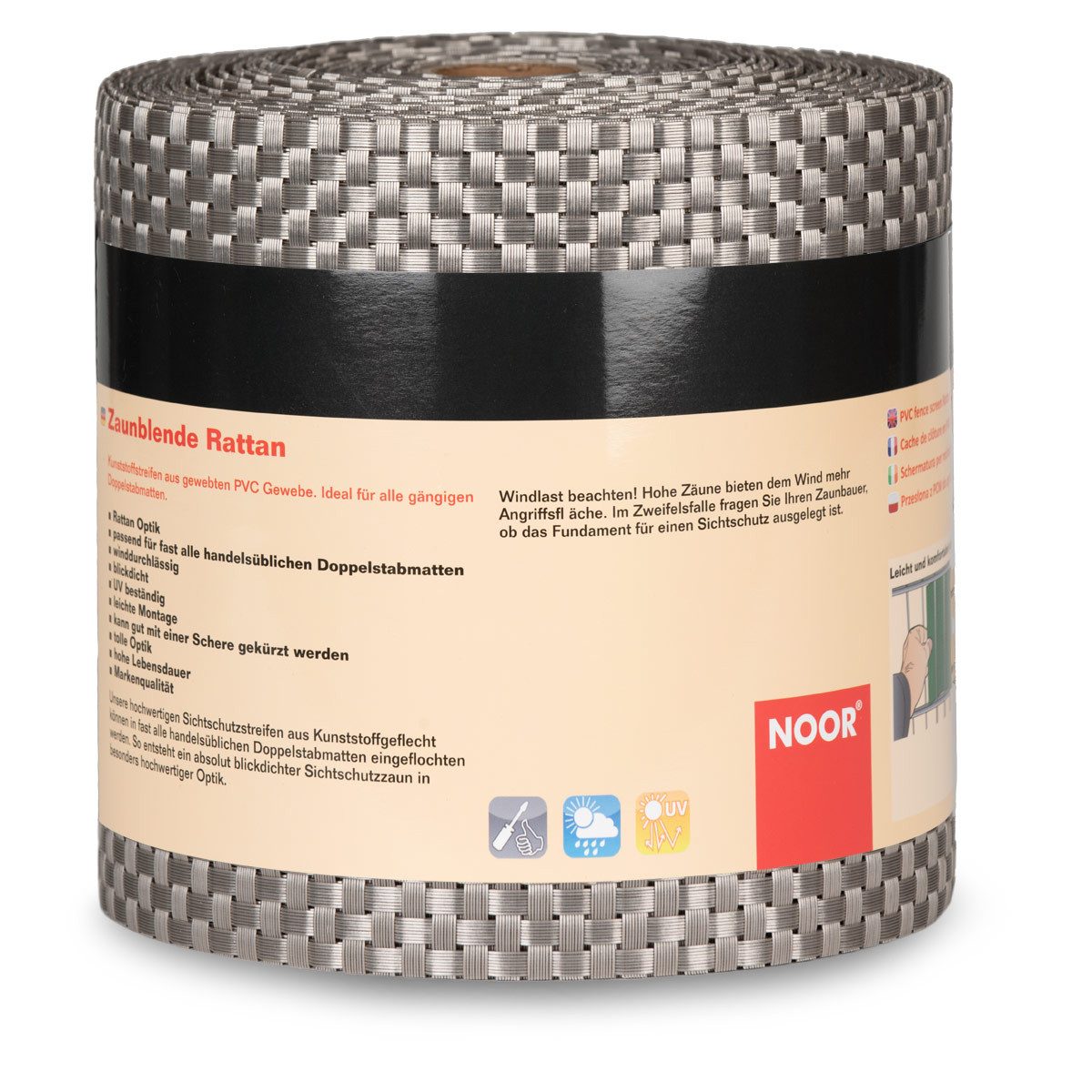 NOOR Sichtschutzstreifen RATTAN - Sichtschutz mit Stil für Doppelstabmattenzaun - 0,19x2,55 m, (1-St), moderne Optik - witterungsbeständig - UV-beständig