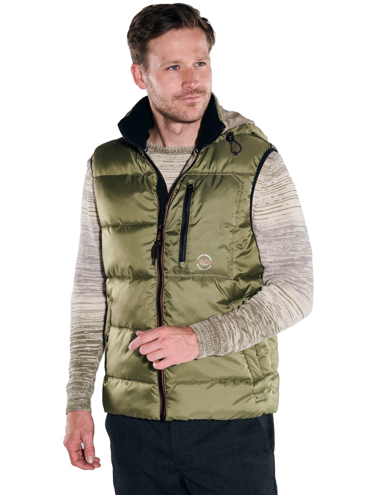 Engbers Kurzweste engbers Herren Steppweste mit abnehmbarer Kapuze, Khaki