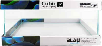 Aquarium Blau Cubic Aquascaping 17 Shallow Weissglas (45x24x16)