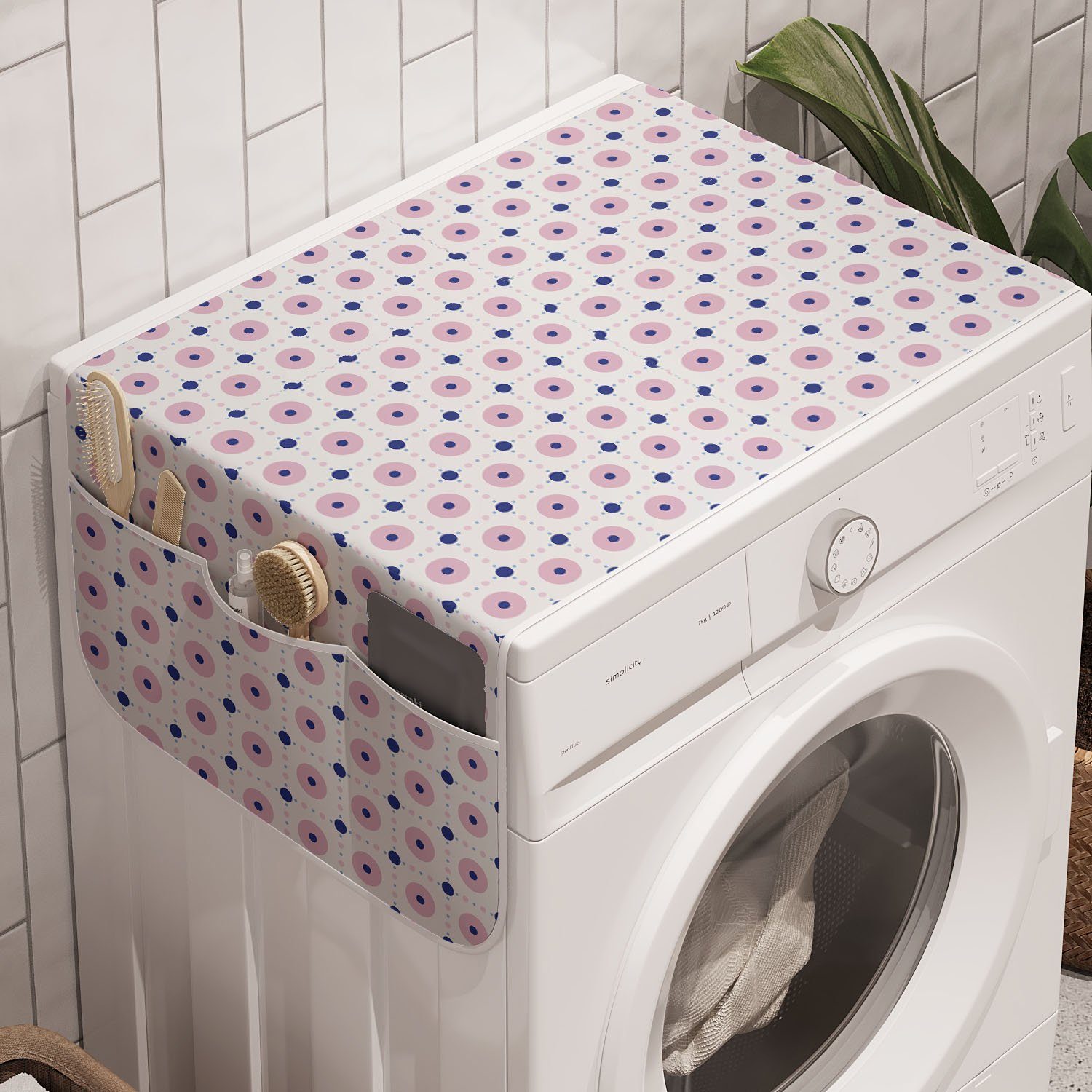Abakuhaus Badorganizer Anti-Rutsch-Stoffabdeckung für Waschmaschine und Trockner, Punktmuster Geometrische Symmetrie Kunst