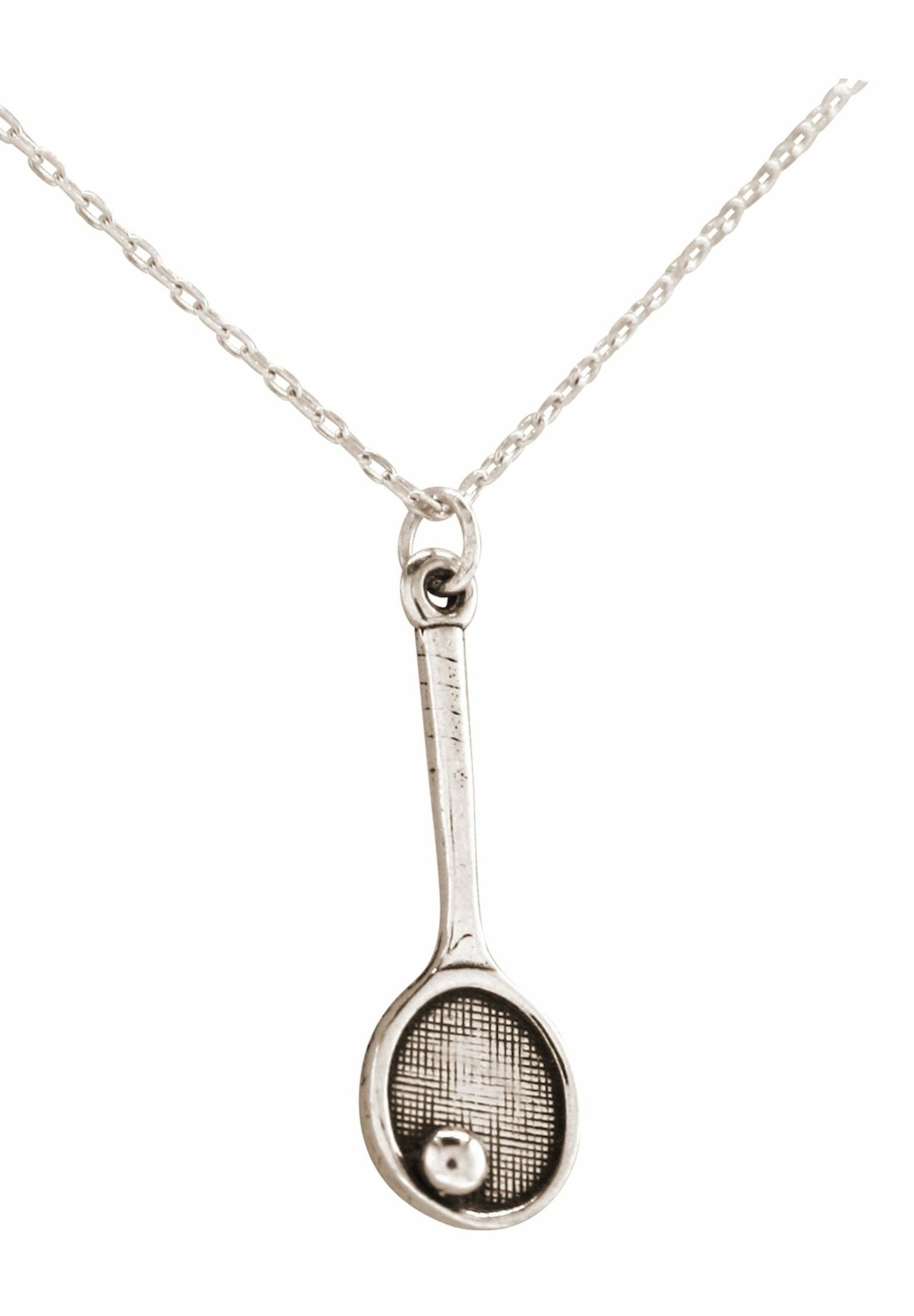 Gemshine Kette mit Anhänger Tennisschläger Ball Sportschmuck coloured silver Racket 