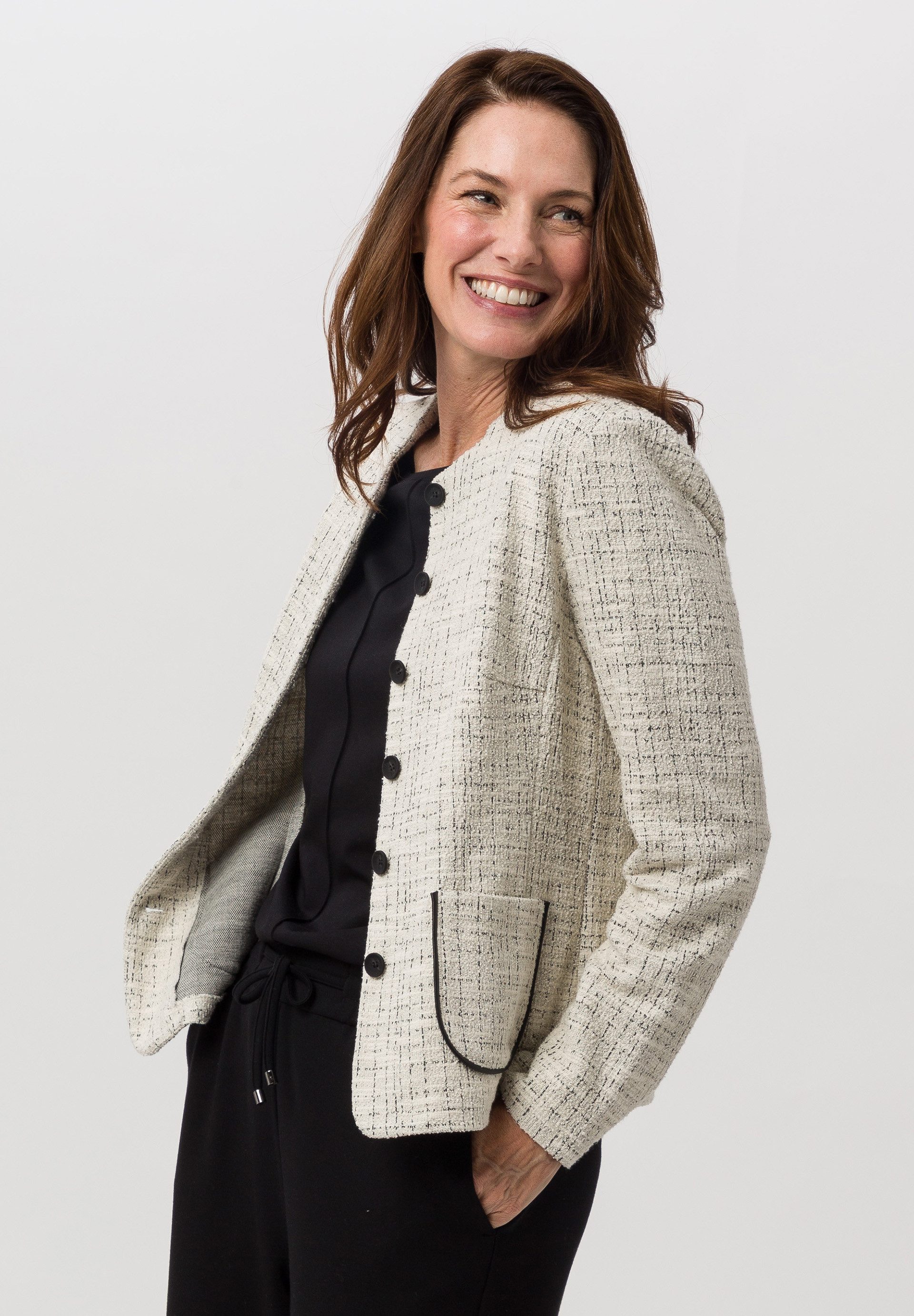 FRANK WALDER Jackenblazer mit Piping-Akzent