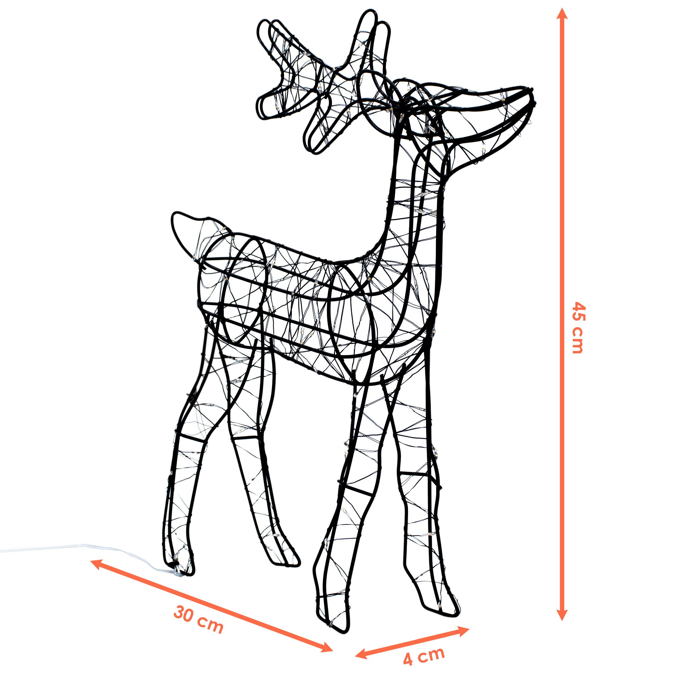 Spetebo LED-Dekofigur LED Metall Draht Rentier 45 cm schwarz mit Timer (Anz günstig online kaufen