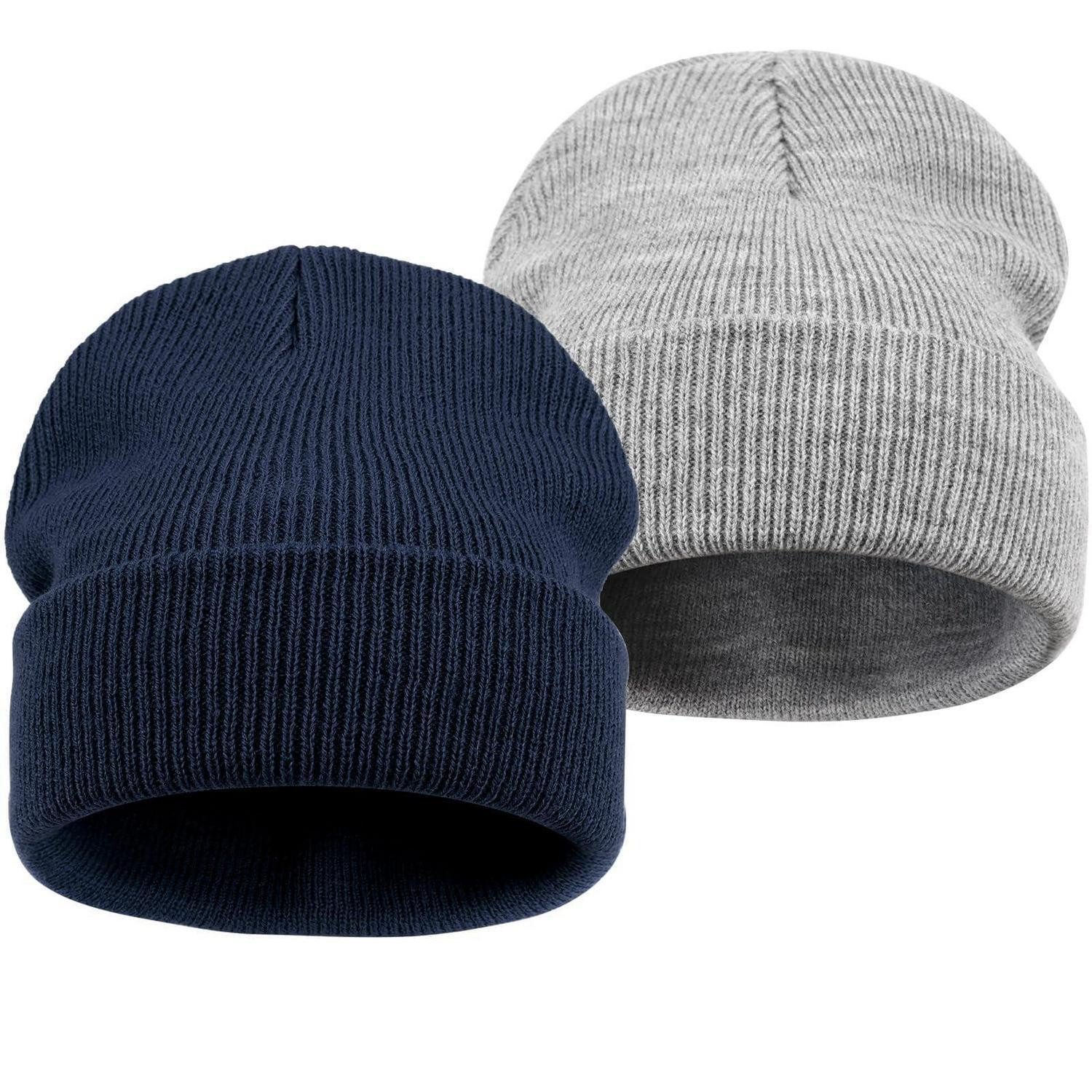 LuxusKollektion Beanie Wintermütze Kinder Beanie 2er Pack Navy/Grey (2-St)