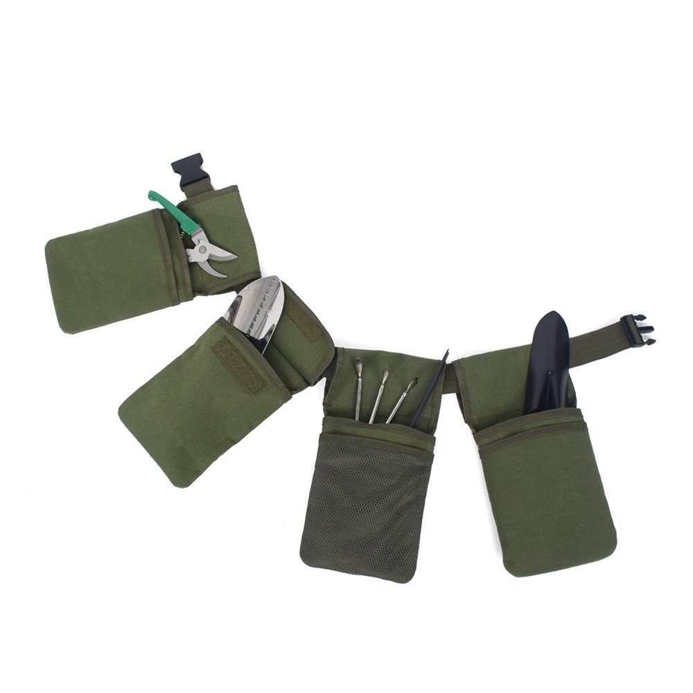 TUABUR Gürteltasche Canvas Hanging Belt Bag with 4 Pockets Waterproof Garden Tools