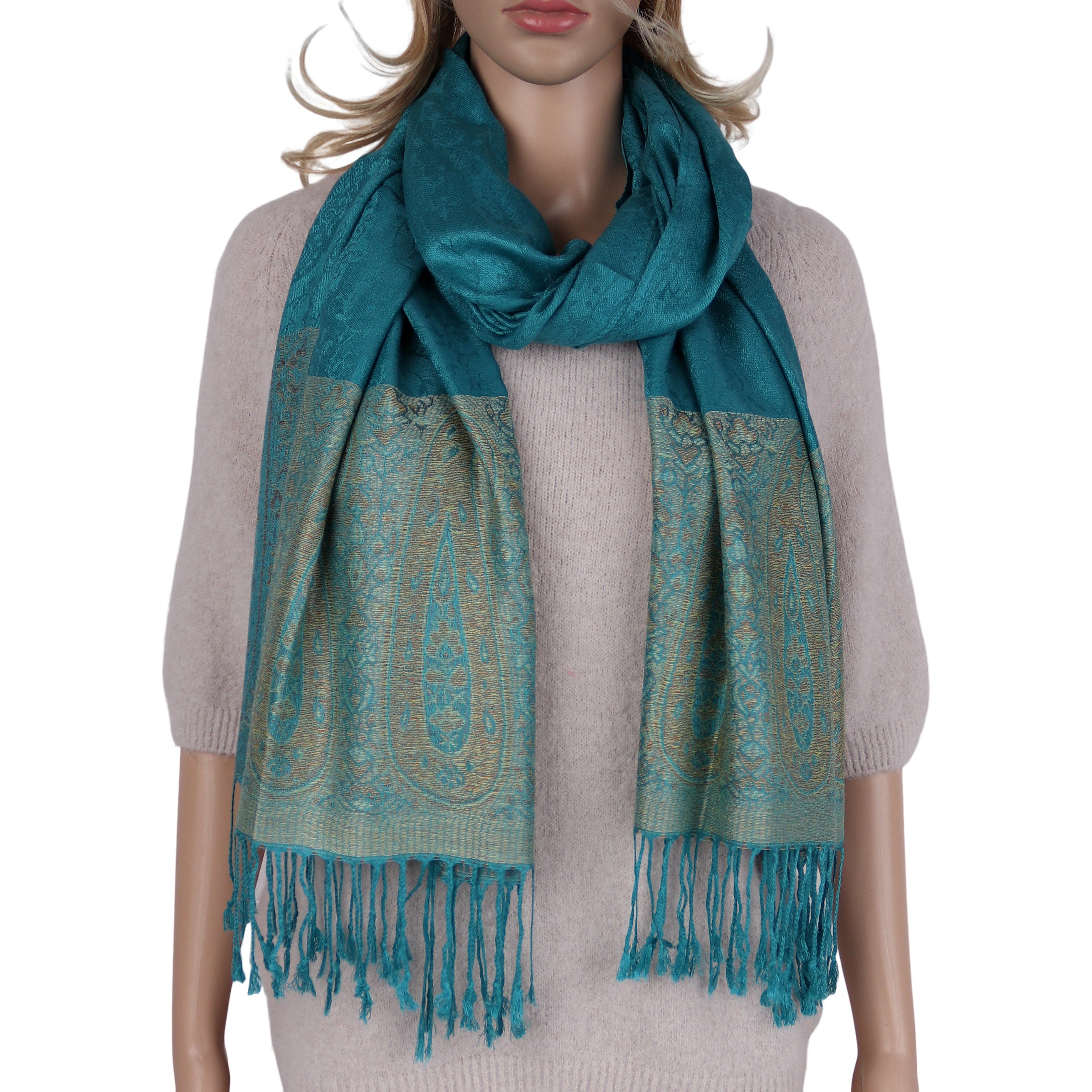 MIRROSI Modeschal weicher Schal BOHO Paisley mit Fransen, 70x180cm, (angesagtes BOHO Paisley Muster), Damen Halstuch ideal für Herbst und Winter oder Ganzesjahr