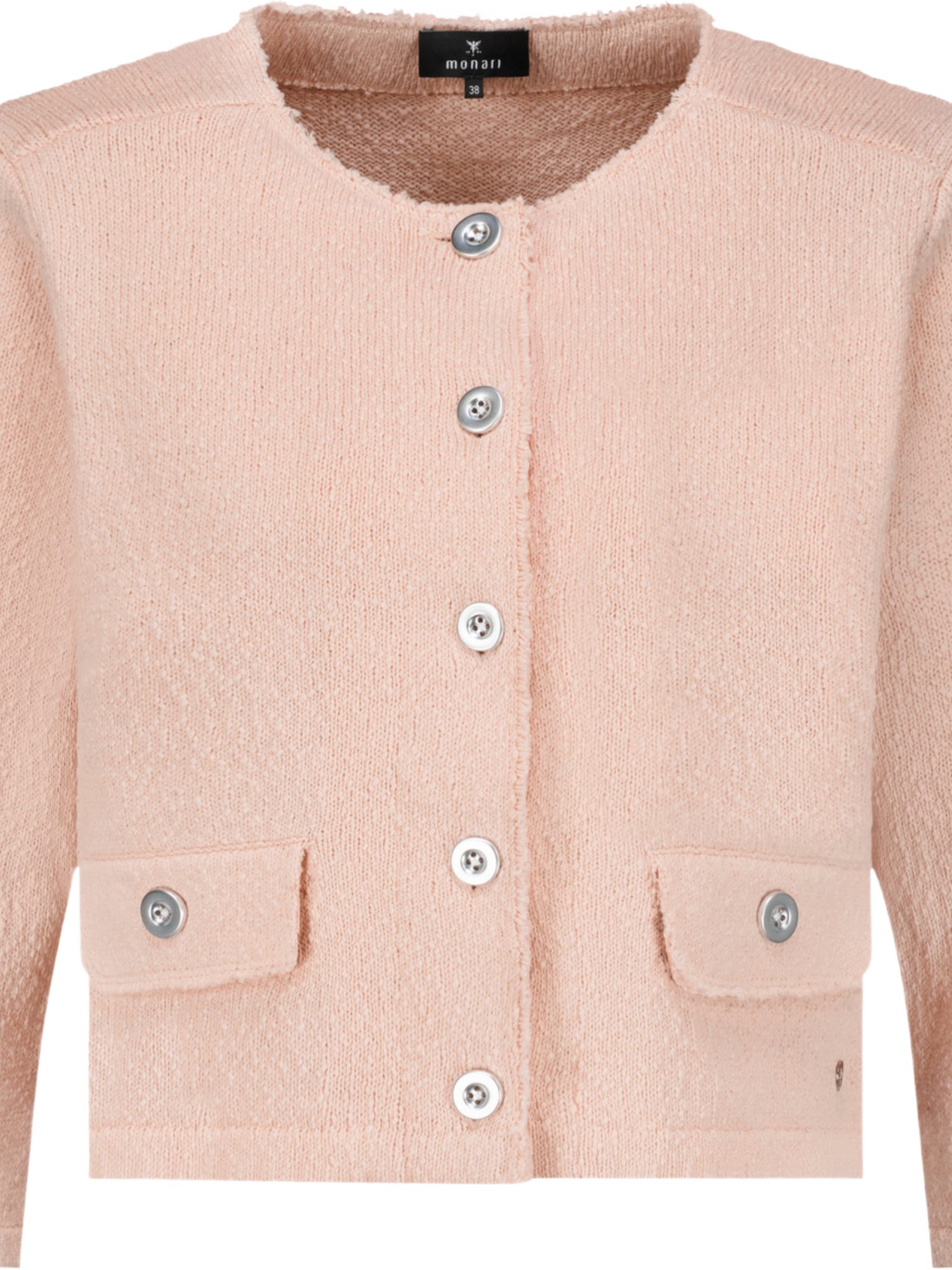Monari Strickjacke rosa,Casual,Baumwolle,Strukturiert,Rundhals,3/4 Arm,Casual Fit