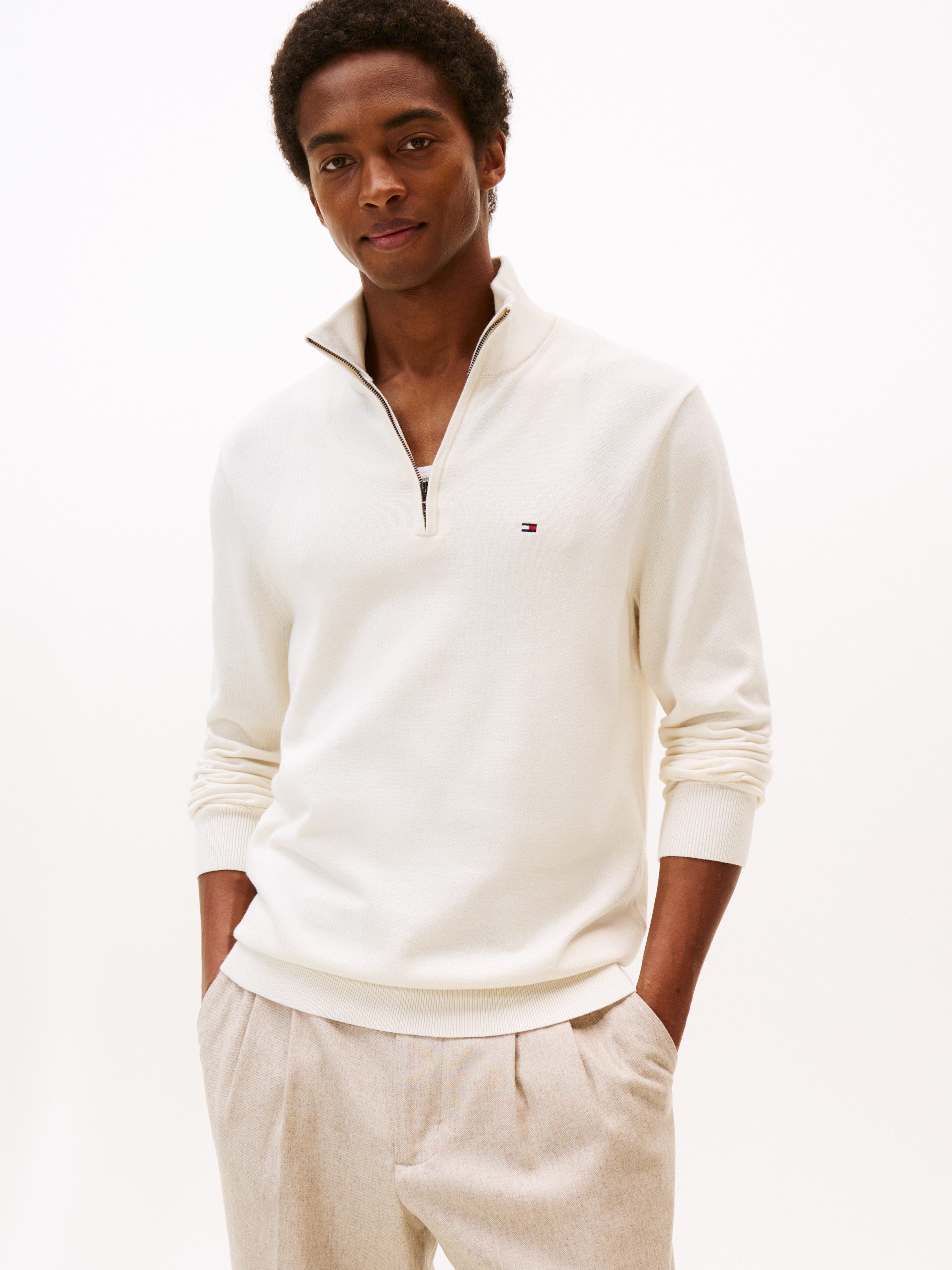 Tommy Hilfiger Troyer ESSENTIAL COTTON ZIP MOCK günstig online kaufen