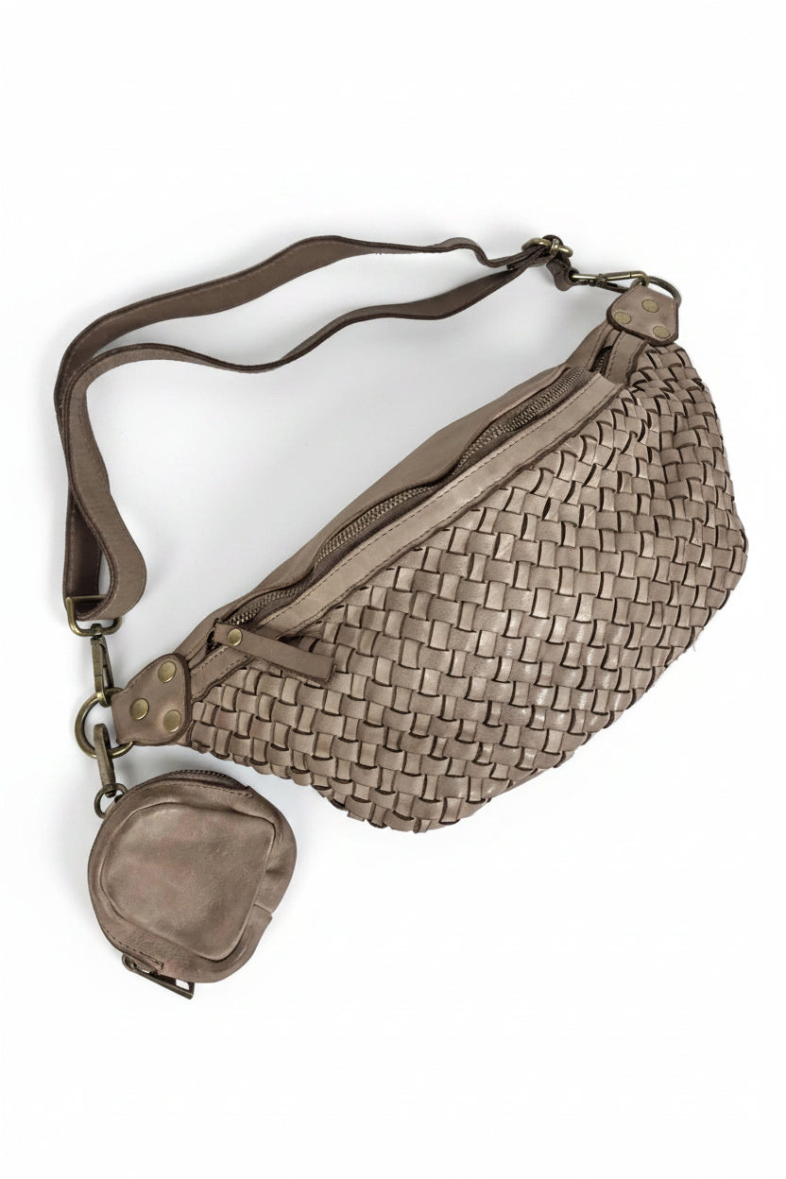 sanumi Bauchtasche italienische Leder-Umhängetasche