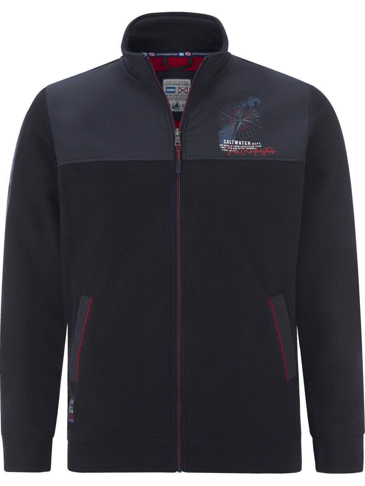 Jan Vanderstorm Sweatjacke ASPIAN mit Softshell-Besatz