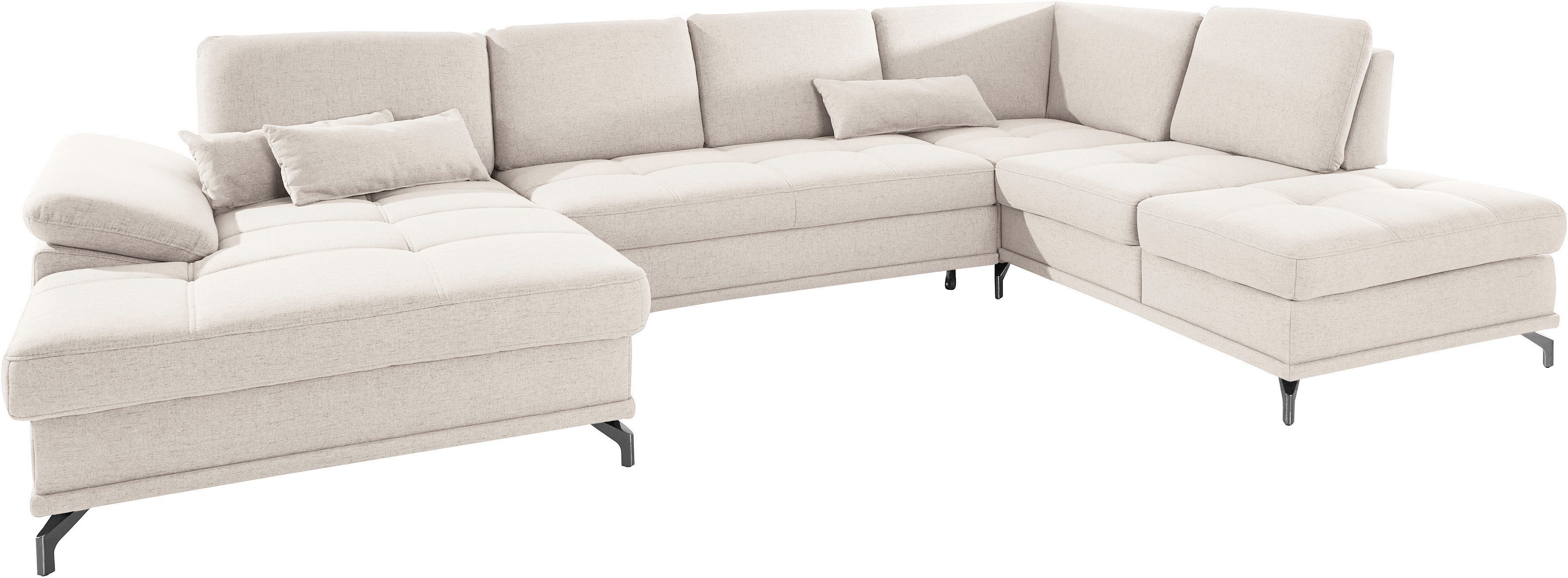 OTTO home Wohnlandschaft Costello U-Form, B: 363 cm mit Sitztiefen-, Armteilverstellung &, 3 Nierenkissen, optional Bettfunktion & Bettkasten