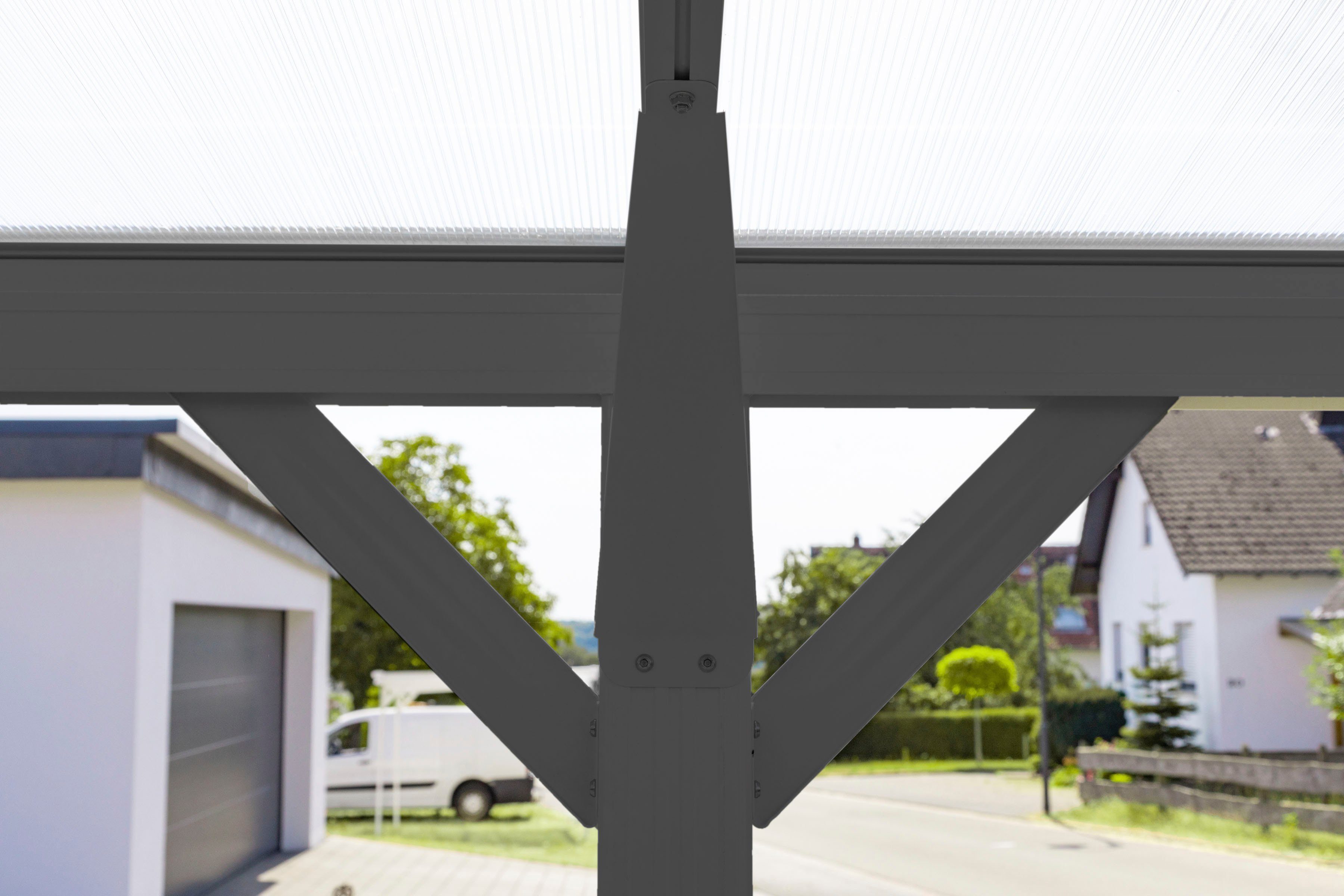 WESTMANN Einzelcarport Flachdach, BxT: 305x503 cm, 217 cm Einfahrtshöhe, aus Aluminium, anthrazit