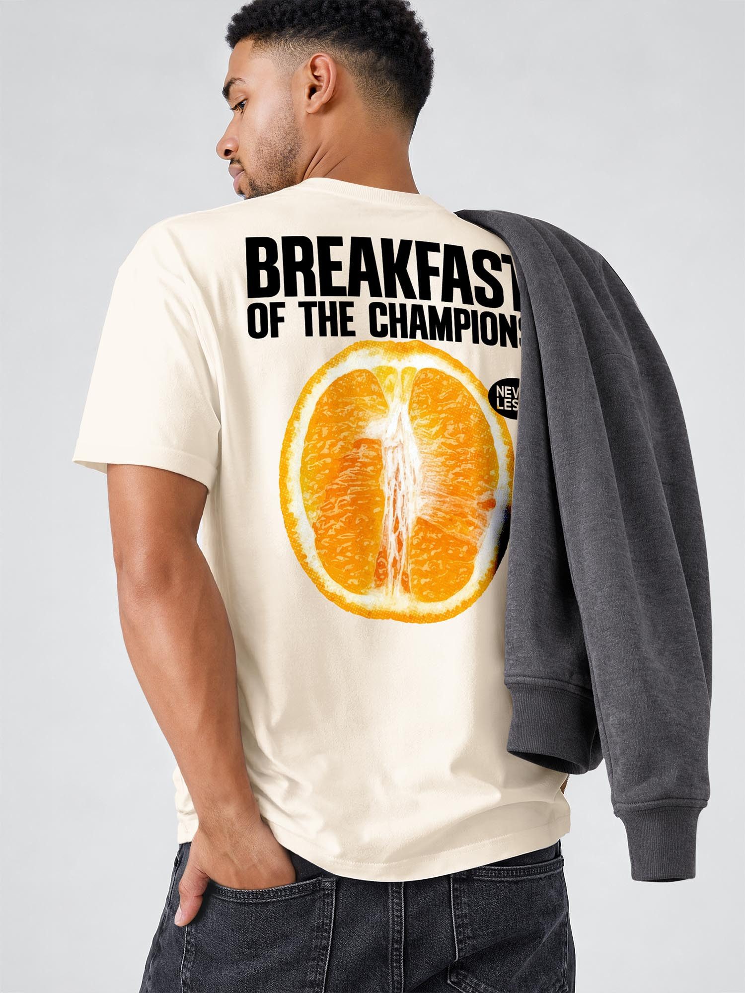 Neverless Oversize-Shirt Herren T-Shirt - Breakfast of the Champions - Relaxed Fit Printshirt mit Print – Bild 5 von 5