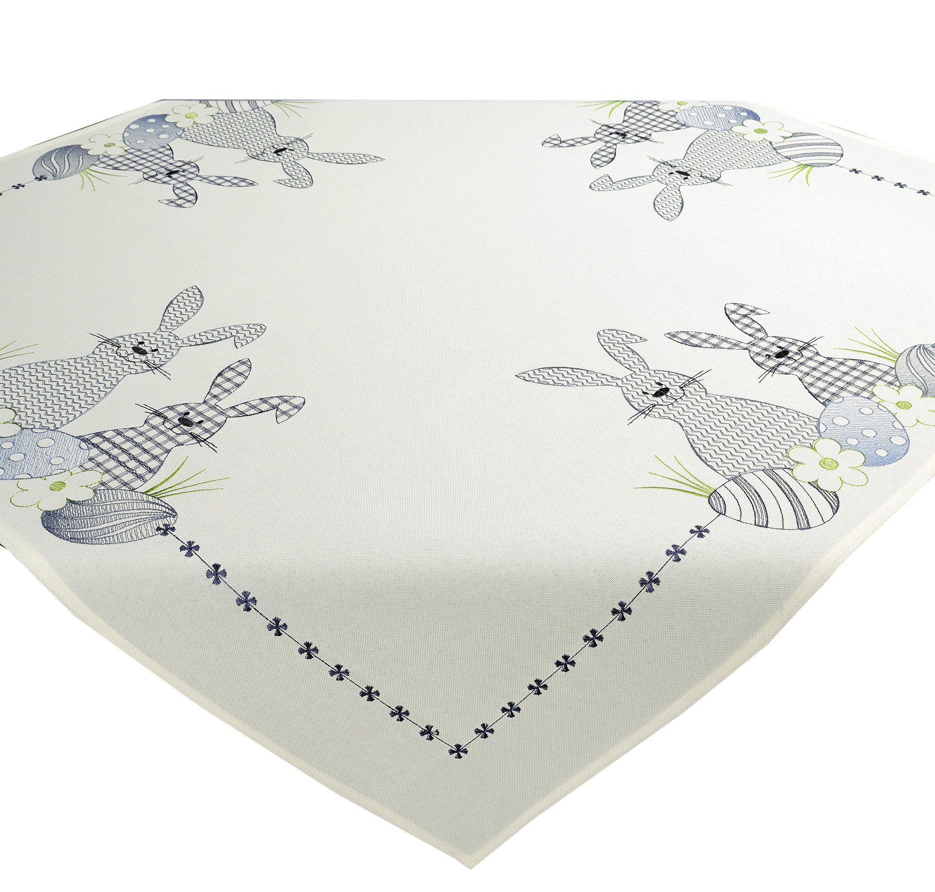 Delindo Lifestyle Tischdecke Mitteldecke, Tischläufer Osterhäschen (1-tlg), bestickt mit Ostermotiv