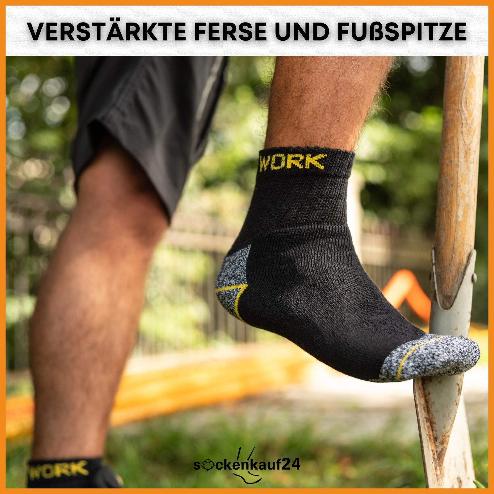 Herren Kurzsocken Vollfrottee verstärkt Arbeitssocken WORK sockenkauf24 Arbeits Socken atmungsaktiv kurze (10-Paar)