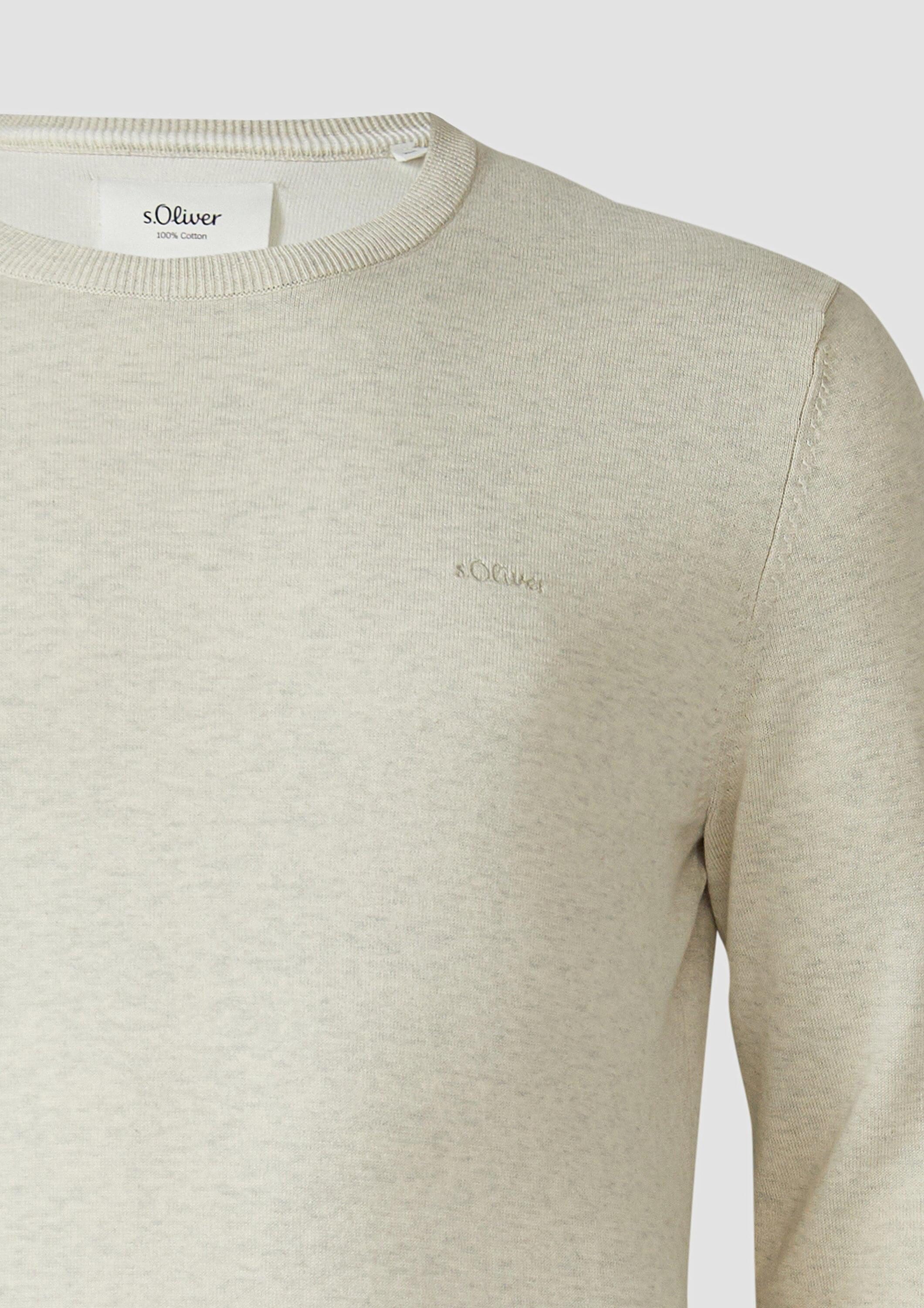 s.Oliver Longpullover Strickpullover Strickpullover mit Logo-Stickerei