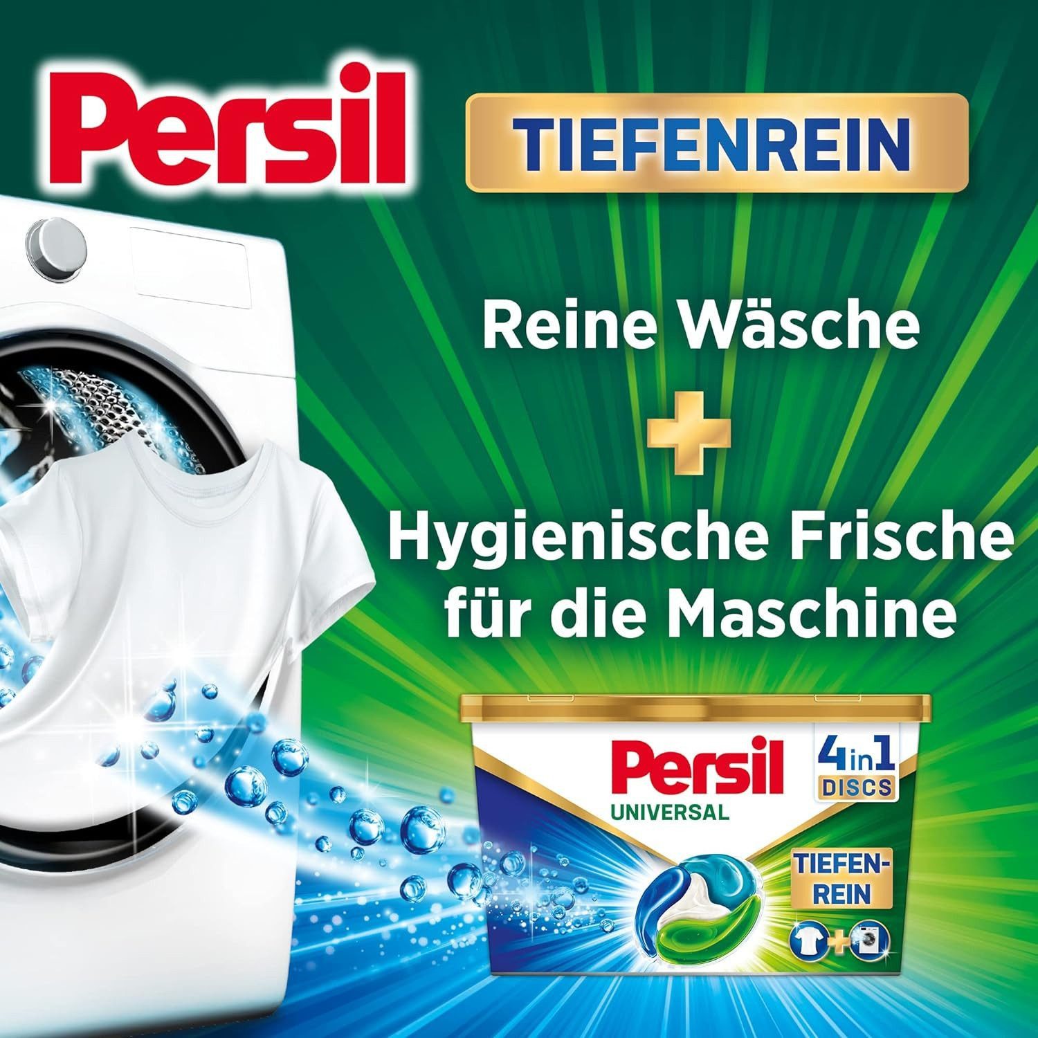 Persil Universal 4-in-1 Discs 16 WL mit Tiefenrein Technologie Vollwaschmittel (1er Pack für reine Wäsche und hygienische Frische)