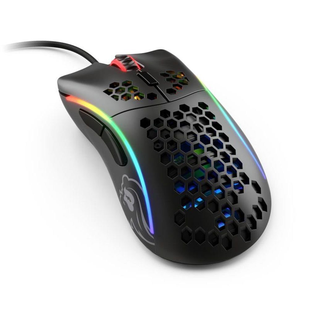 Glorious PC Gaming Race Model D- Gaming-Maus (kabelgebunden, USB, 12.000 dpi, 1 ms, RGB-LED Wabenoberfläche Beidhändig schwarz/matt)