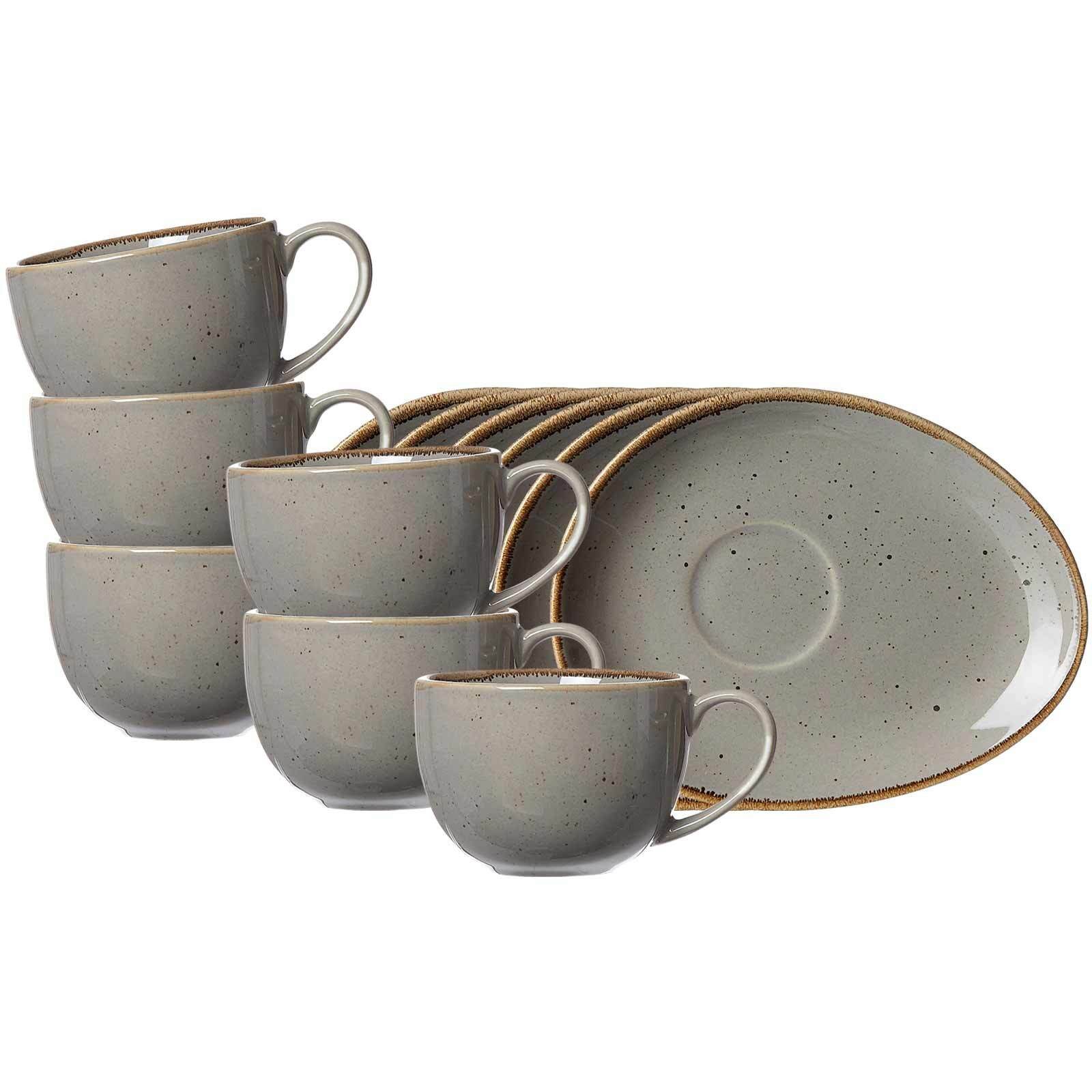 Ritzenhoff & Breker Tasse Taste Kaffeetassen mit Untertassen 200 ml 6er Set, 12-tlg., Porzellan