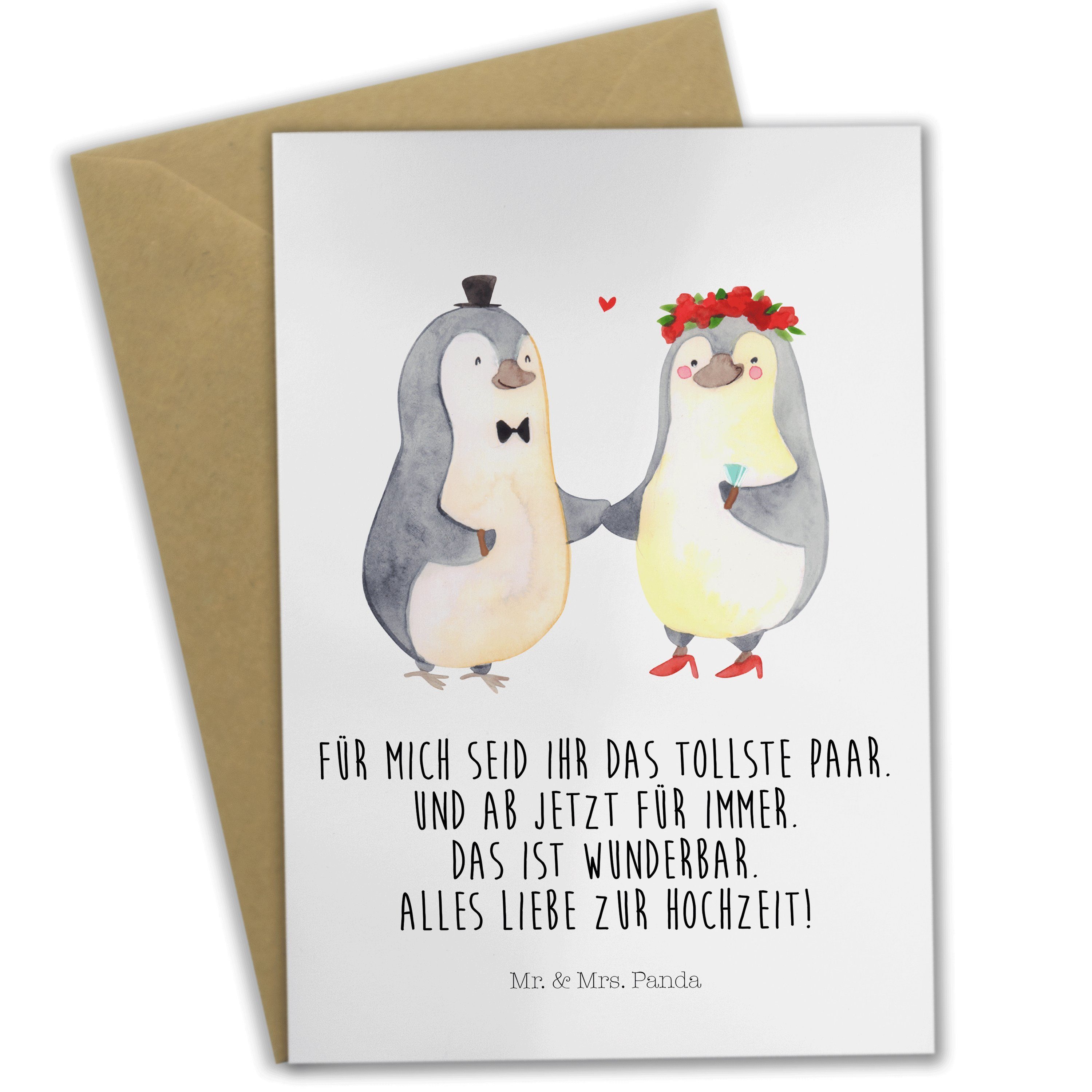 Mr. & Mrs. Panda Grußkarte Hochzeit Pinguin Weiß Geschenk