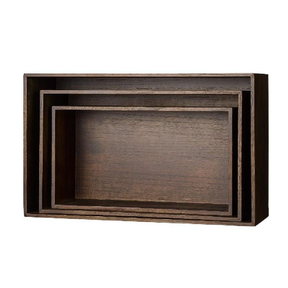 Wanddekoobjekt Schaukästen Rechteckig Braun (3-teilig)