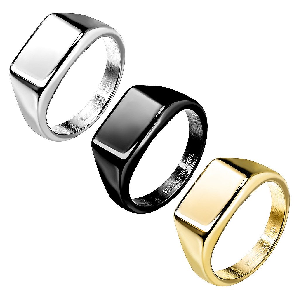 Taffstyle Fingerring Siegelring rechteckig Chirurgenstahl für Damen und modern zeitlos (Markanter Statementring aus Edelstahl – ideale Geschenkidee für jeden Anlass)