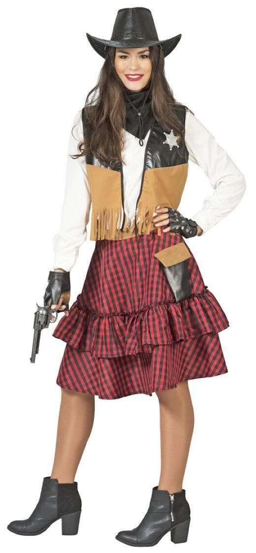 Kostüm Cowgirl Kostüm 'Austine' für Damen - Rot Schwarz