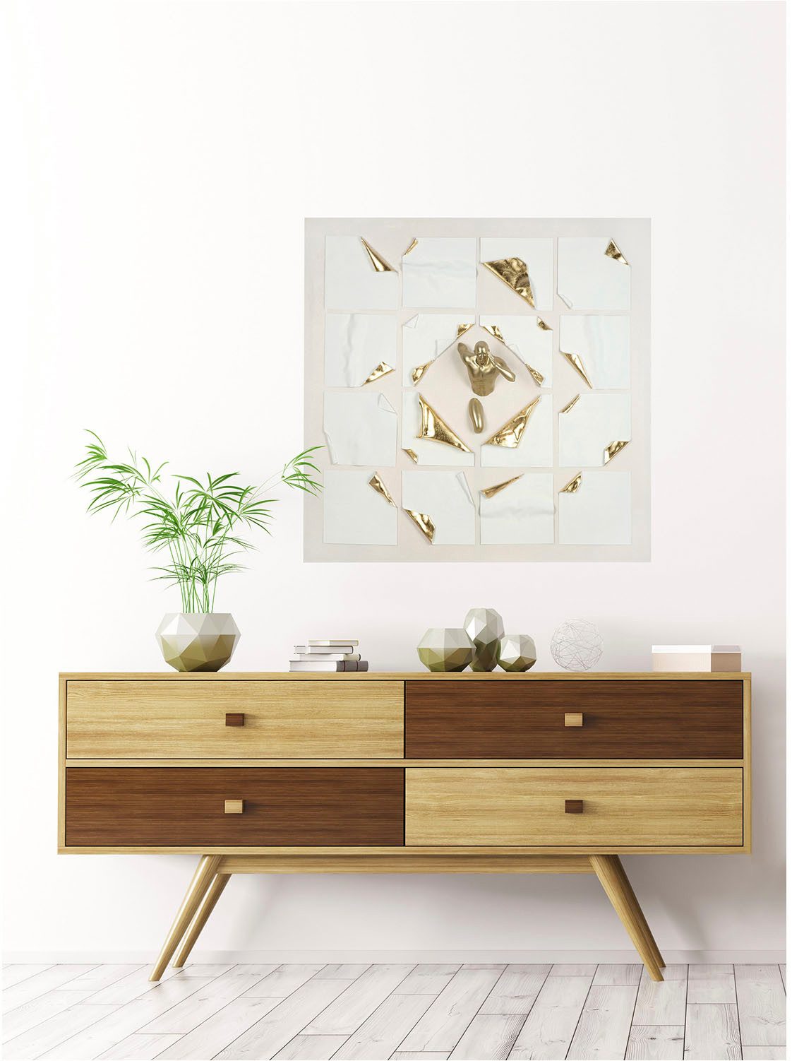 GILDE Bild mit Rahmen Bild quadratisch Run mehrfarbig H. 100 cm, (1 St)