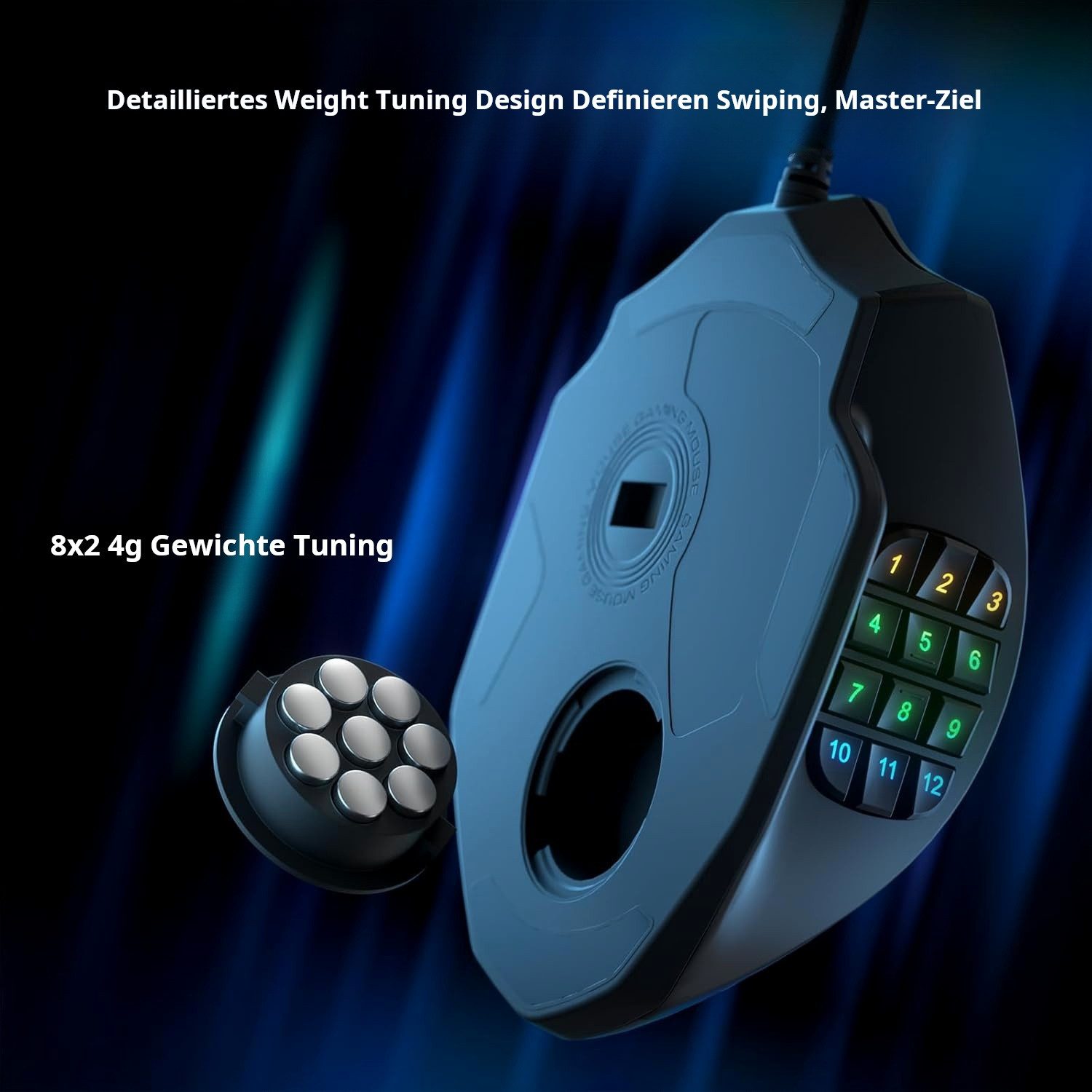 Redragon M908 Kabelgebundene Laser MMO mit Hochpräziser Betätigung, 12400 DPI Gaming-Maus (kabelgebunden, RGB-Hintergrundbeleuchtung & programmierbare Tasten) – Bild 3 von 5