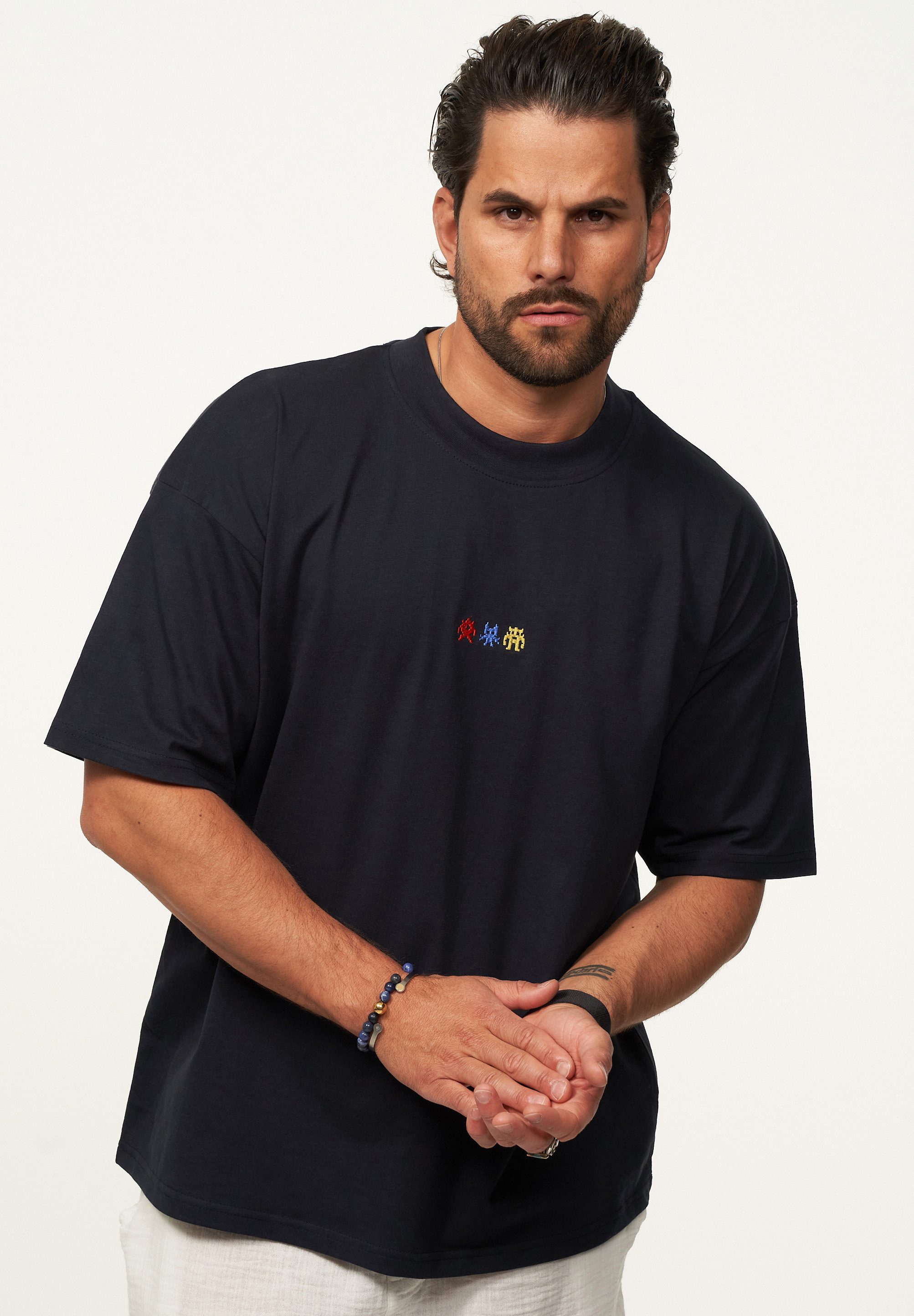 SOULSTAR T-Shirt mit Stickerei Herren Oversize-Fit Kurzarm Shirt mit Rundha günstig online kaufen