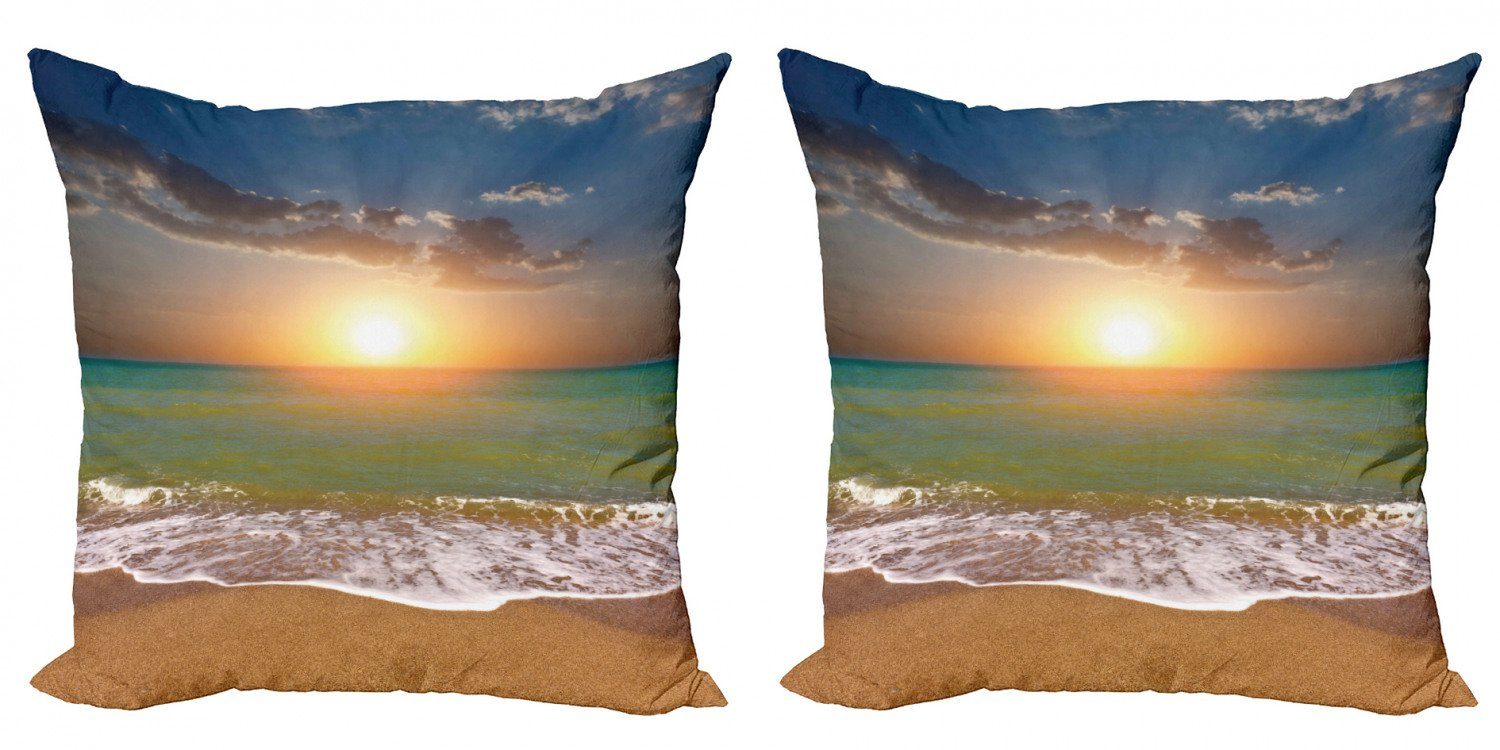 Kissenbezüge Modern Accent Doppelseitiger Digitaldruck, Abakuhaus (2 Stück), Sonnenuntergang Idyllische Strandlandschaft