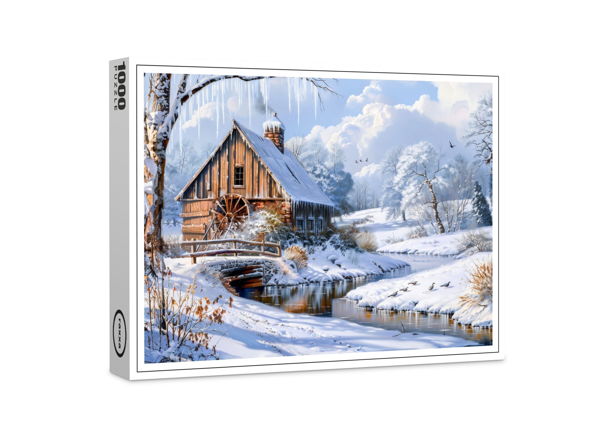 raxxa Puzzle "Rustic Winter Barn by Frozen Stream", FSC®, 1000 Puzzleteile günstig online kaufen