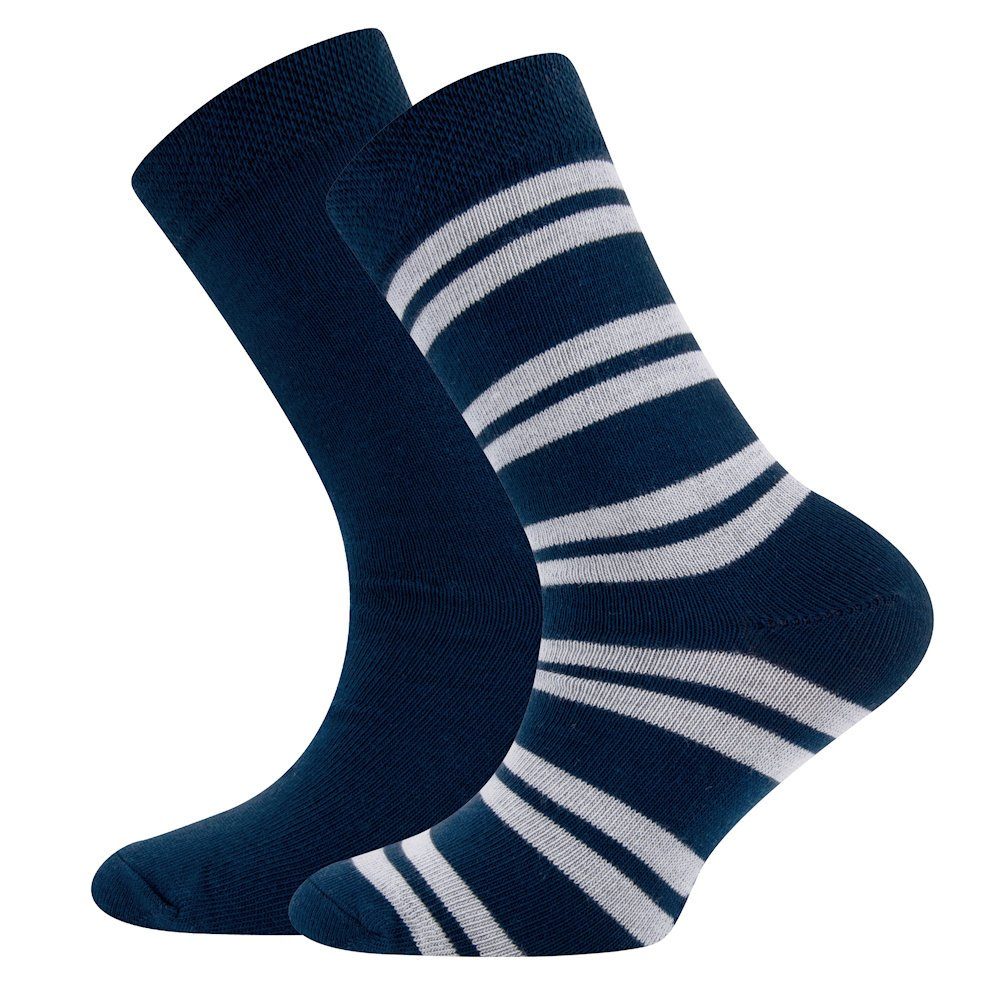Socken Ewers 2er Pack Jungen Strümpfe Socken uni ringel tinte blau