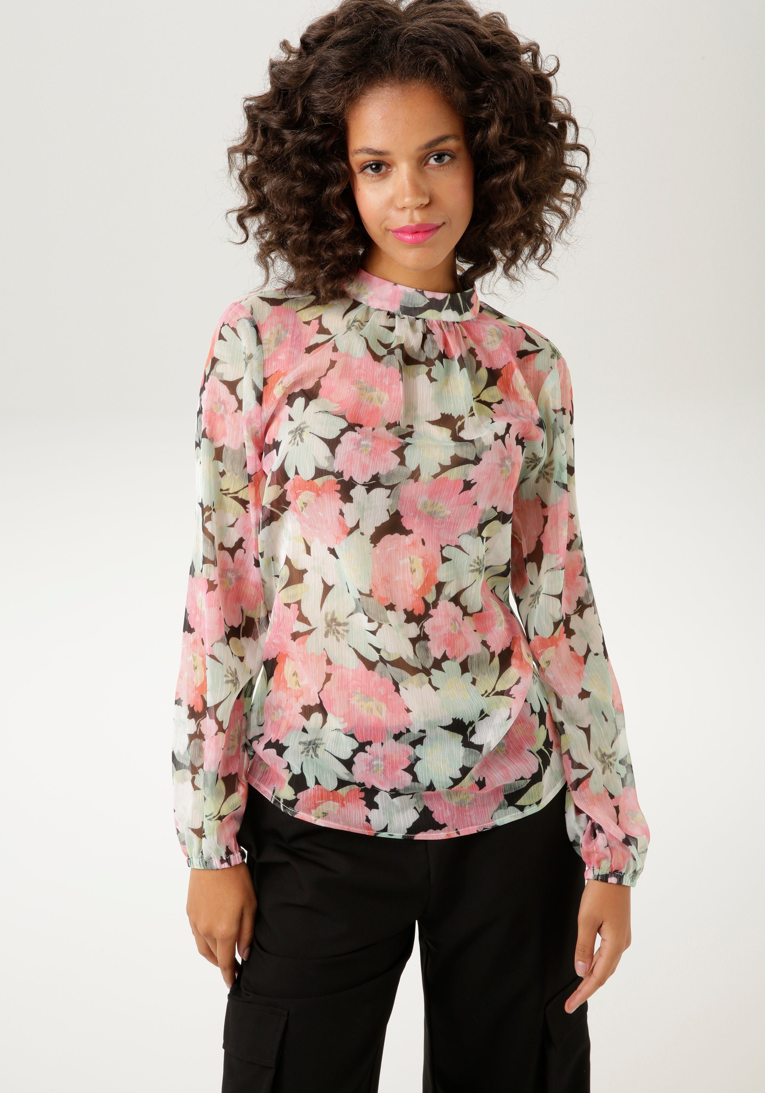 Aniston CASUAL Schlupfbluse mit romantischen Blüten günstig online kaufen