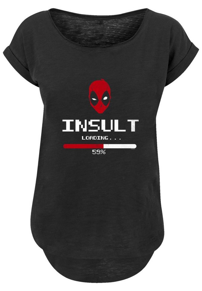 F4NT4STIC Kurzarmshirt Damen Deadpool Insult Loading with Ladies Long Slub  Tee (1-tlg), Stylisches T-Shirt aus angenehmer Baumwollmischung